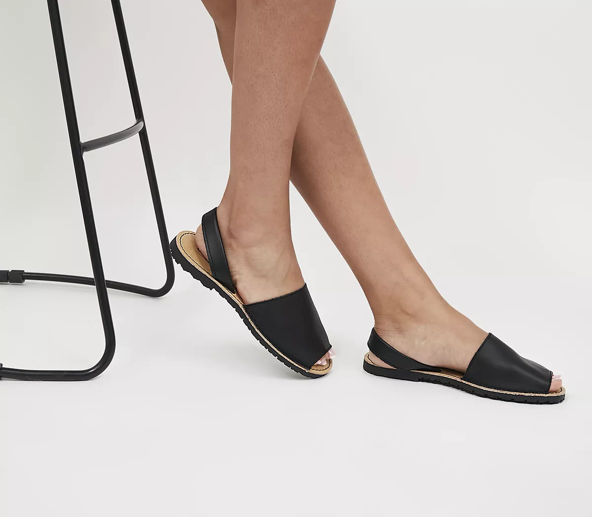 OFFICE Sandra Leather Slingback Sandals Black Leather