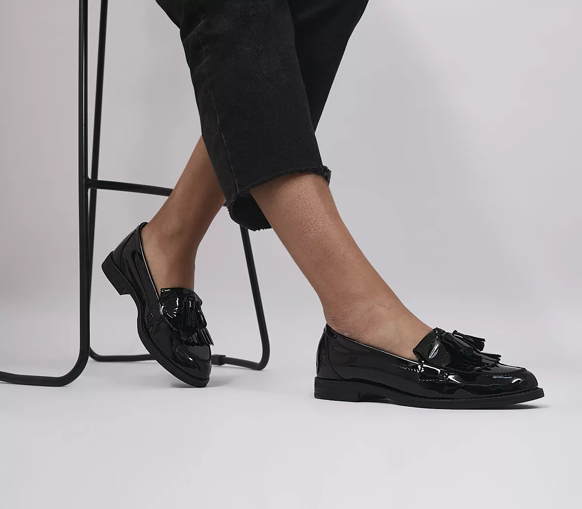 OFFICE Fitz Tassel Fringe Loafers Black Patent Leather
