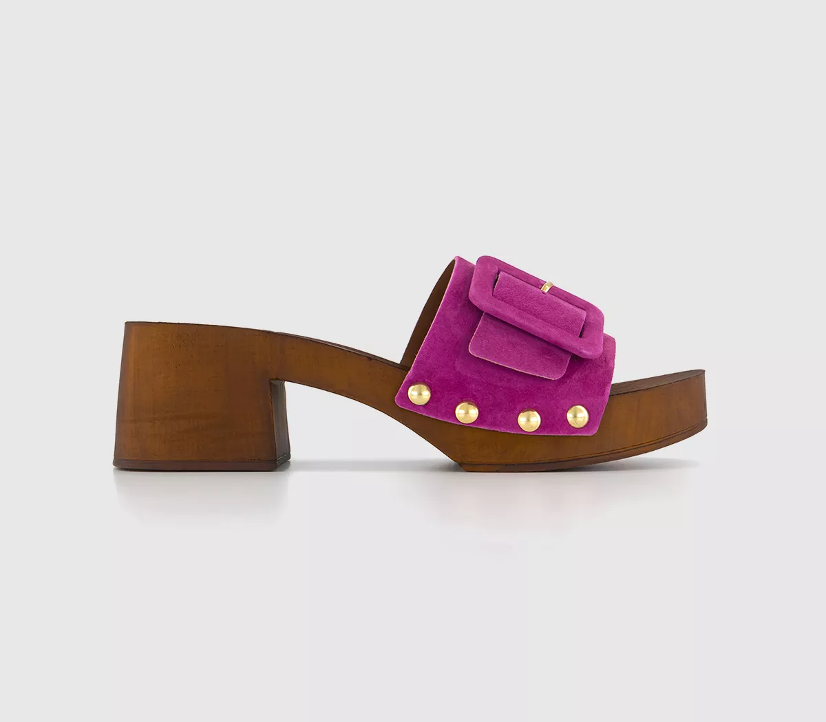 OFFICE Max Buckle Clogs Pink Suede