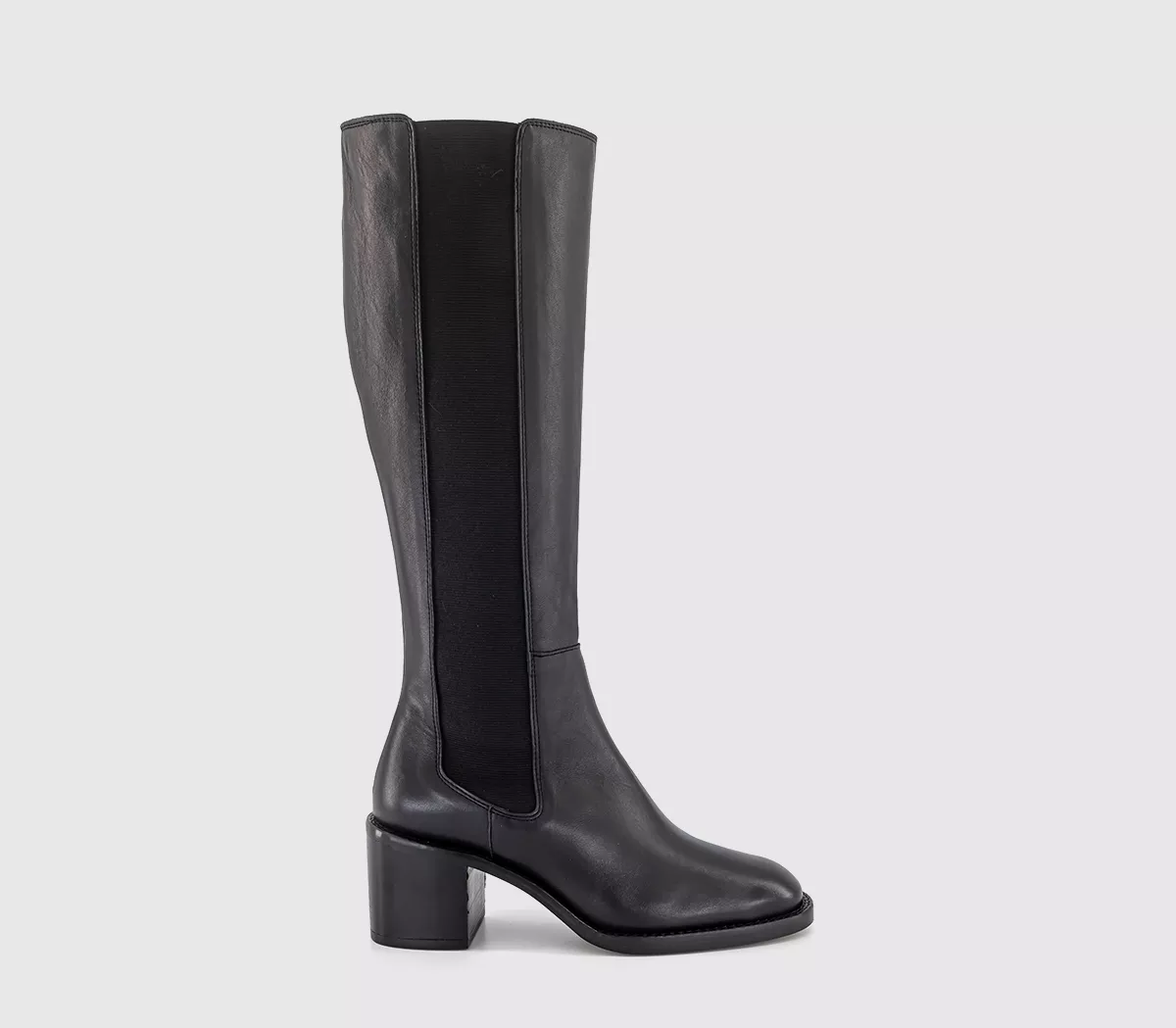 OFFICE Kendall Chelsea Mid Heel Knee Boots Black Leather