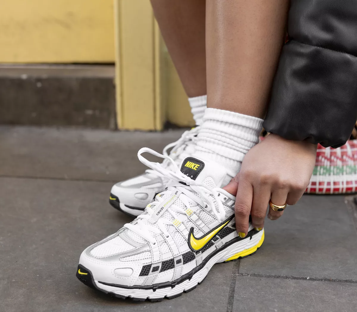Nike P-6000 Trainers White Silver Yellow Black