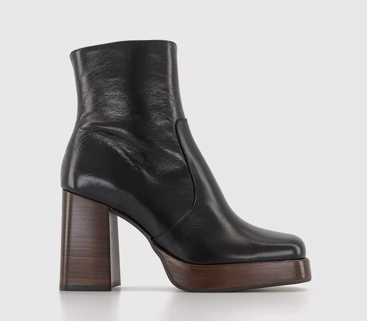 OFFICE Arlo Heeled Platform Boots Black Leather