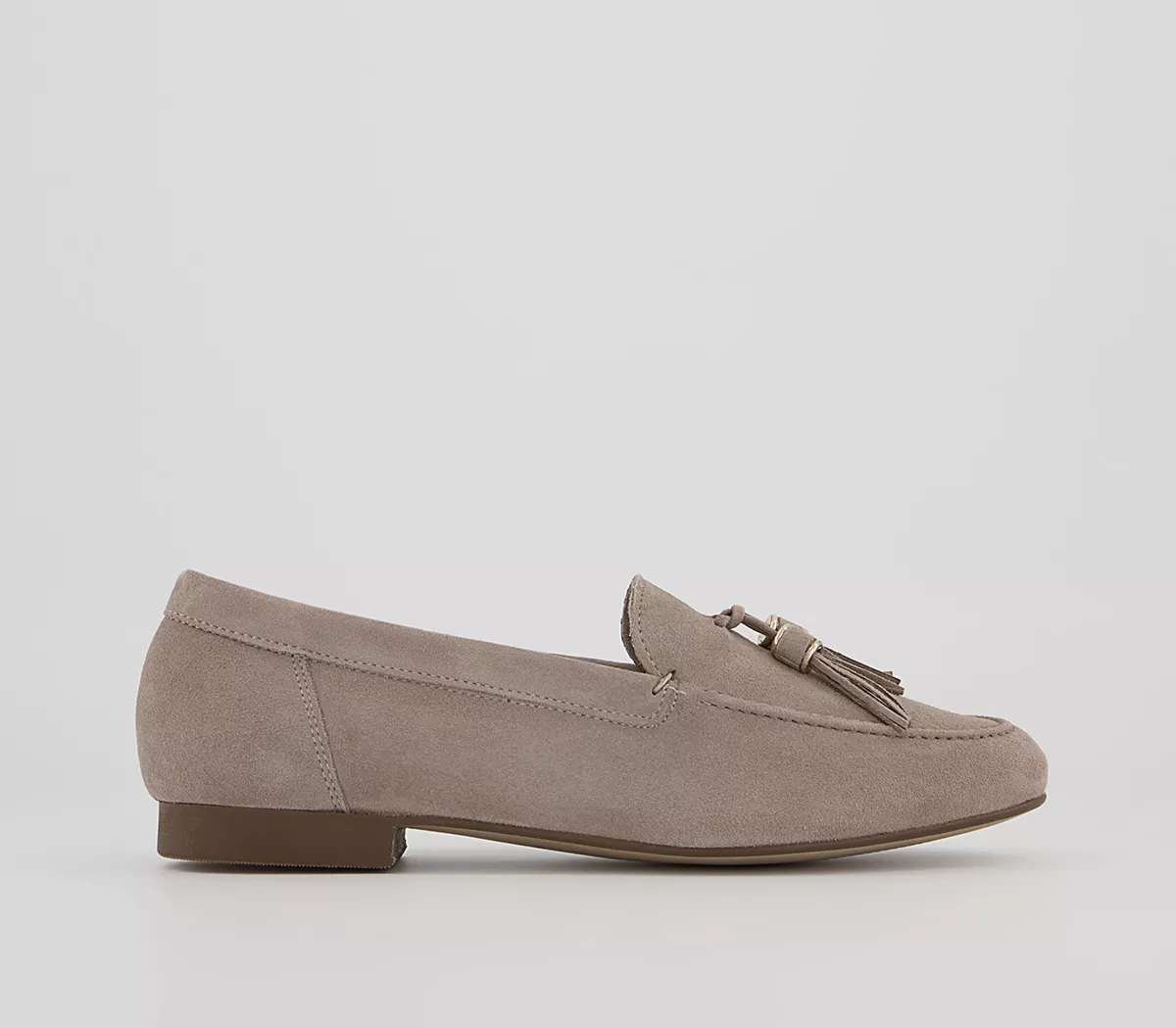 OFFICE Flick Retro Tassel Loafers Taupe Suede