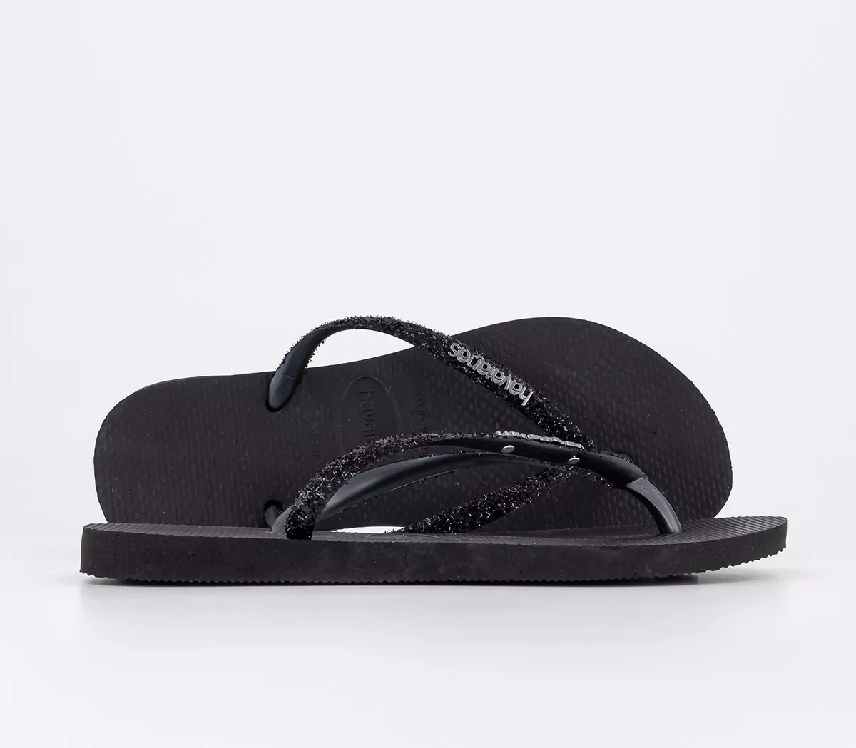 Havaianas Slim Glitter II Flip Flops  Black Dark Grey