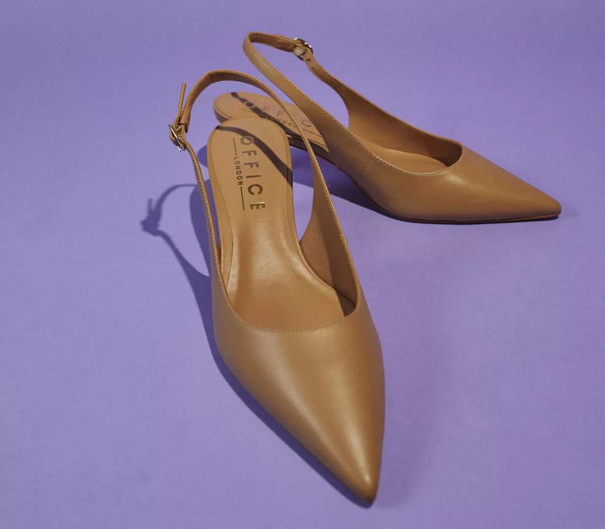 OFFICE Mimi Kitten Heel Courts Camel Leather