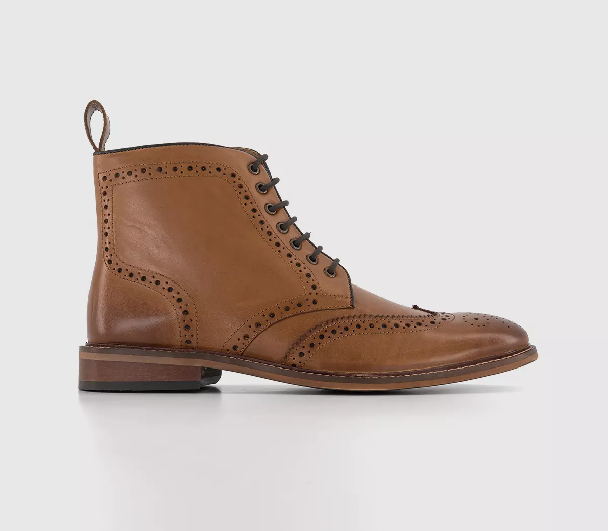OFFICE Bladon Brogue Lace Up Boots Tan Leather
