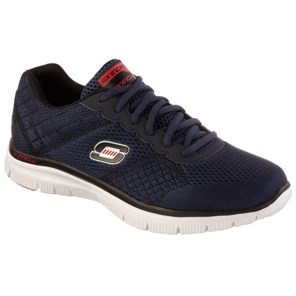 Skechers Men Wide Fit (2E) Shoes - Covert Activity Navy/Red