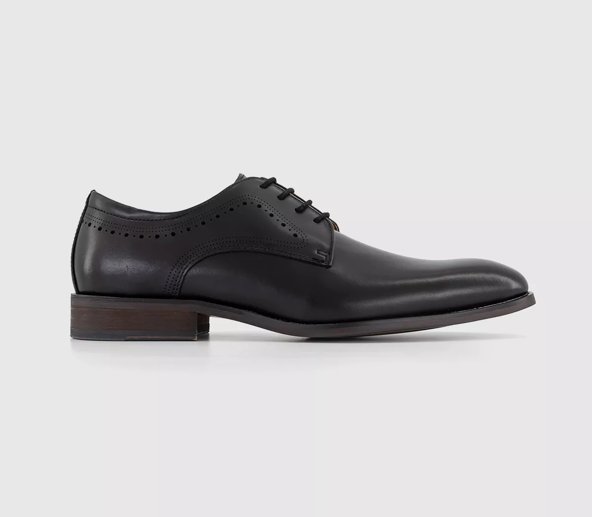 OFFICE Milo Brogue Panel Leather Derby Shoes Black Leather