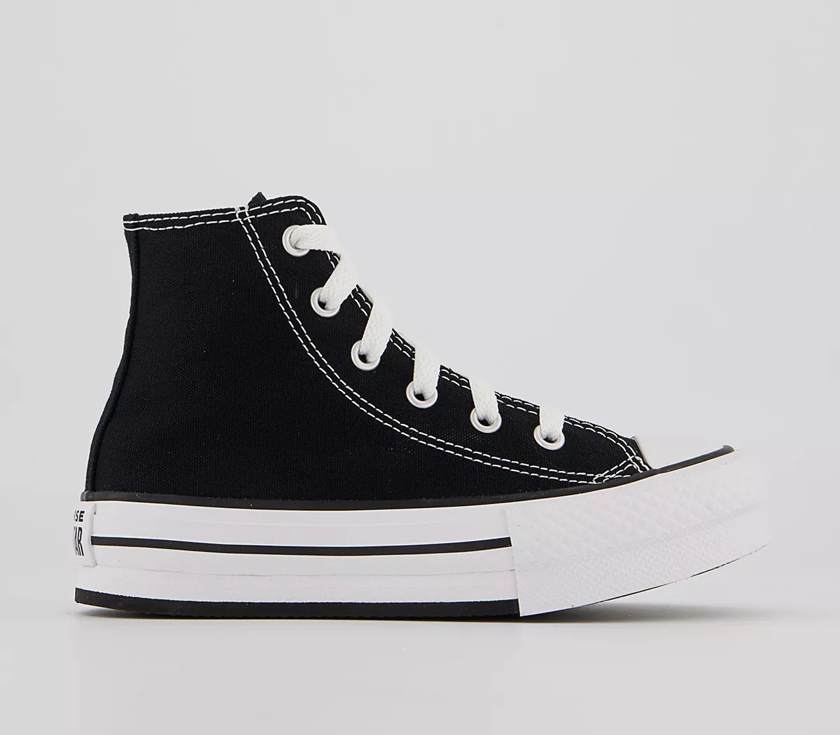 Converse All Star Eva Lift Hi Youth Platform Trainers Black White