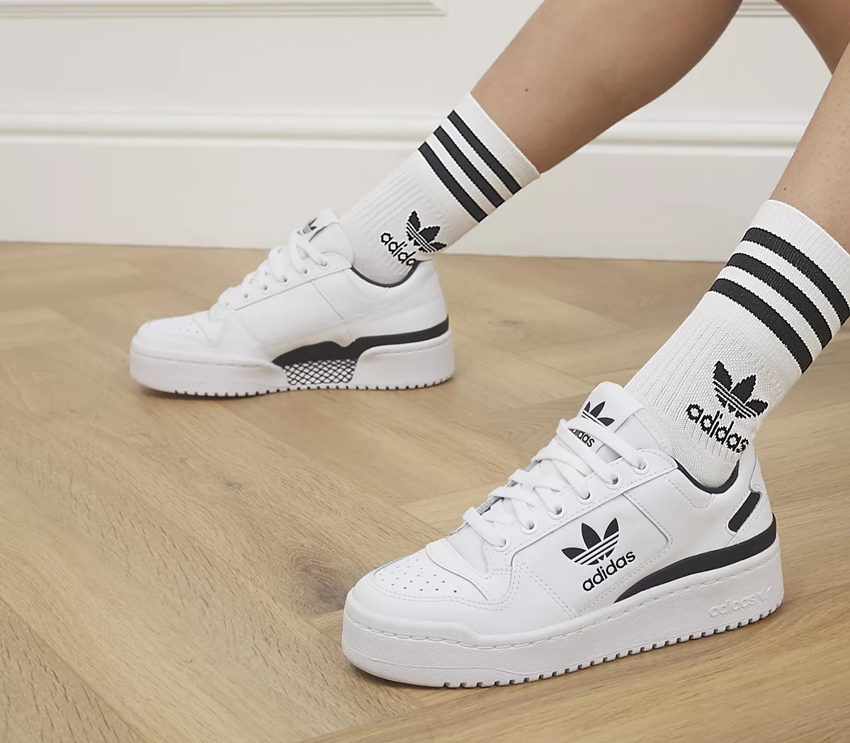 adidas Mid Cut Crew Socks 3 Pack White Black