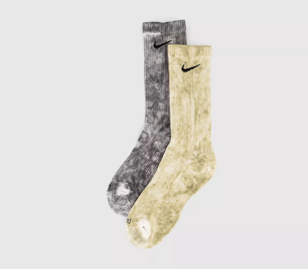 Nike Cushioned Tie Dye Crew Socks 2 Pairs Grey Sand Multi