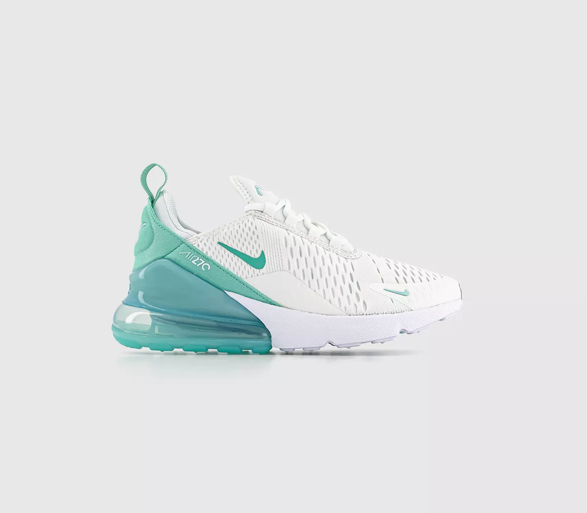 Nike Air Max 270 Junior Trainers  Summit White Emerald Rise Jade Ice White
