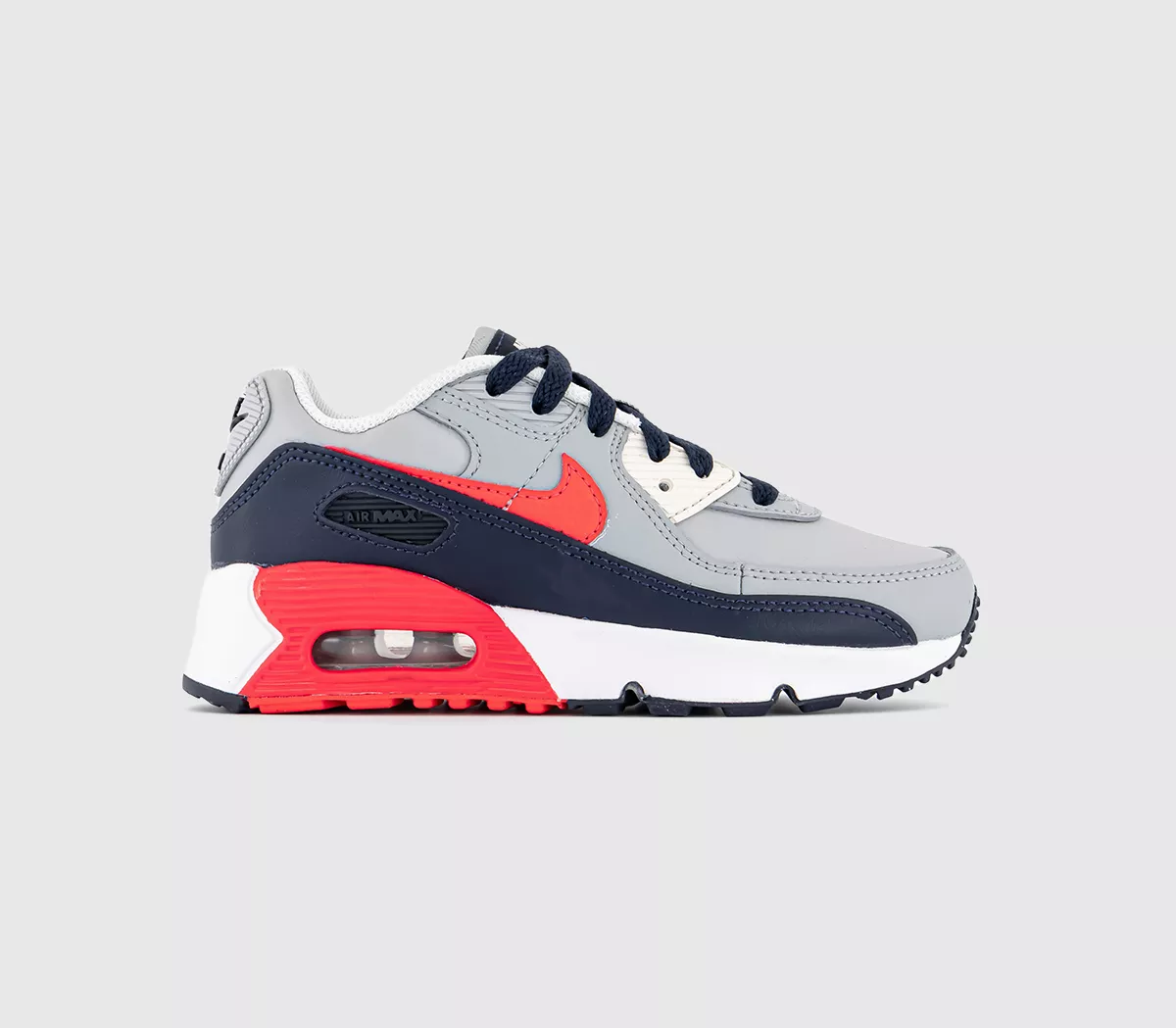 Nike Air Max 90 Kids Trainer Light Smoke Grey Bright Crimson
