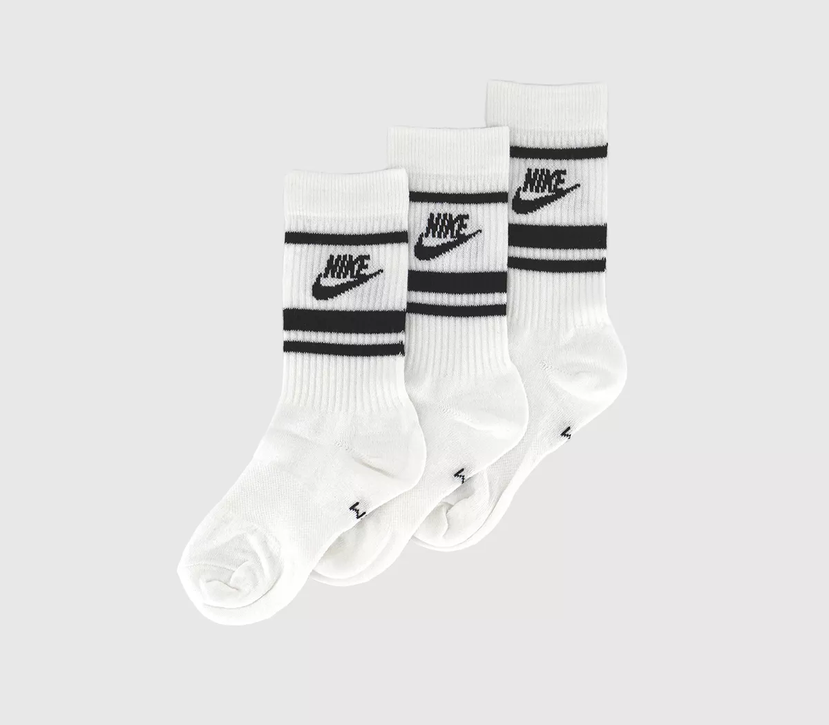 Nike Crew Socks 3 Pairs White Black White Stripe