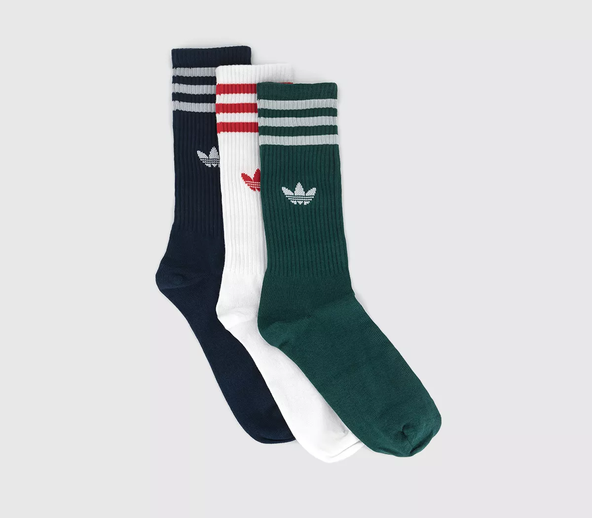adidas Solid Crew Sock 3 Pack Night Indigo White Collegiate Green
