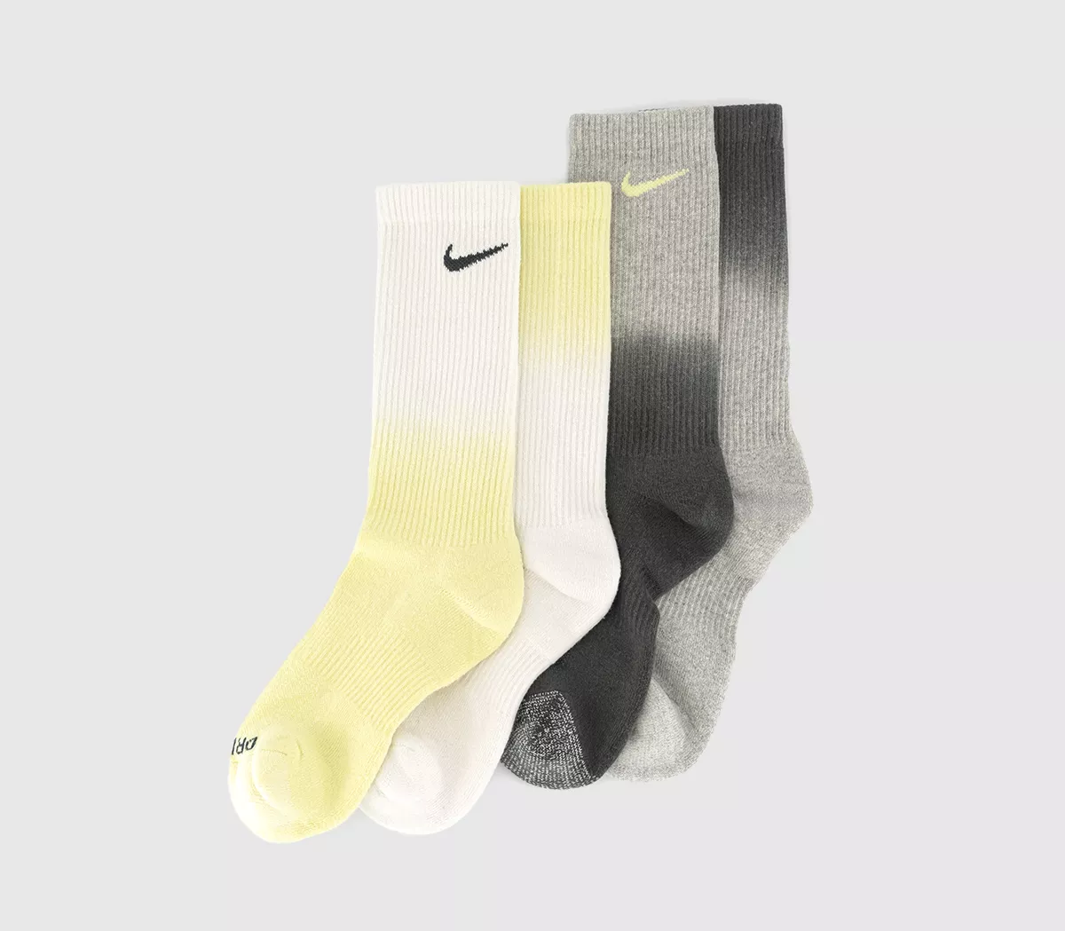 Nike Crew Socks 2 Pairs Grey Dip Dye