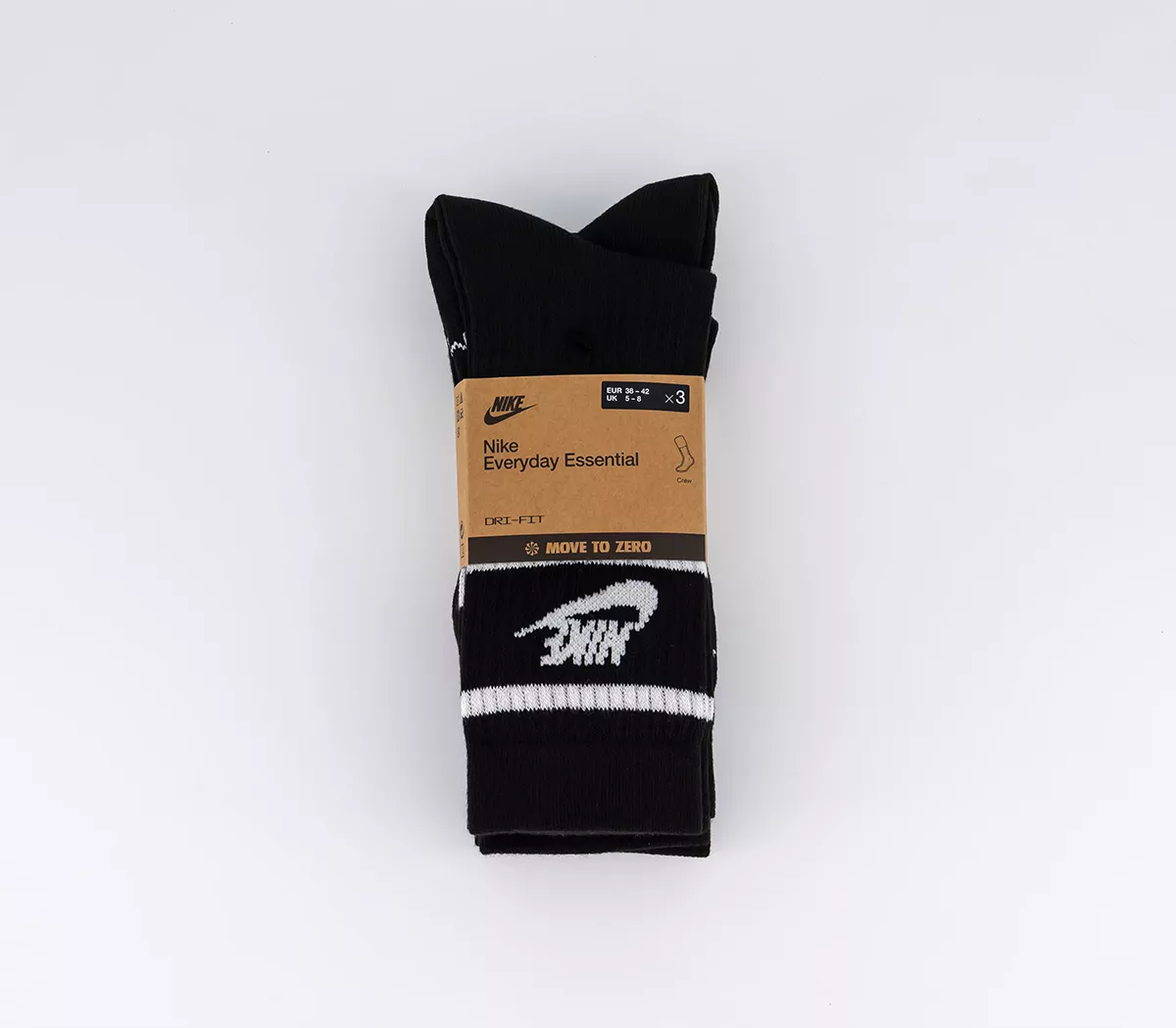Nike Crew Socks 3 Pairs Black White
