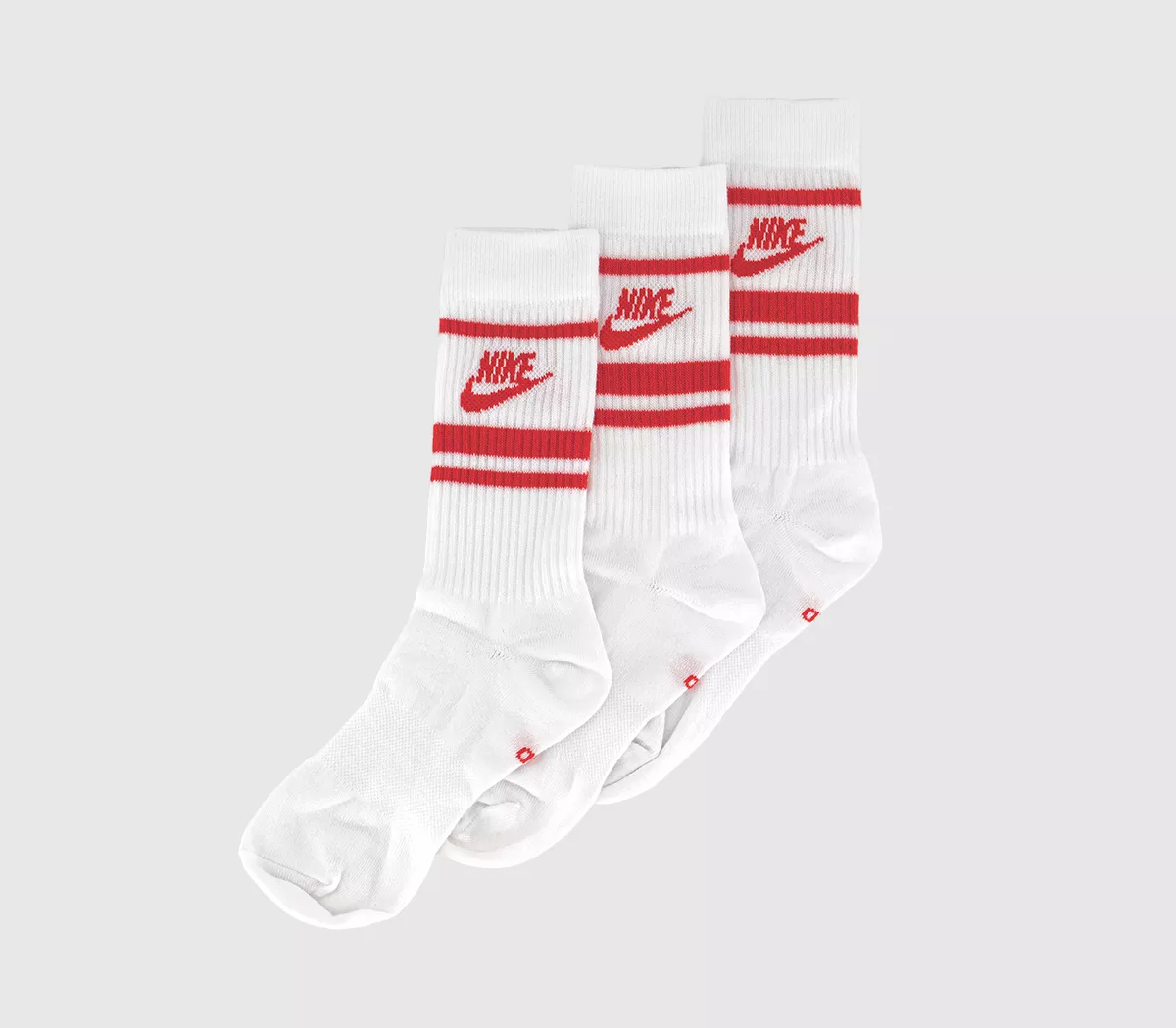 Nike Crew Socks 3 Pack White University Red Stripe