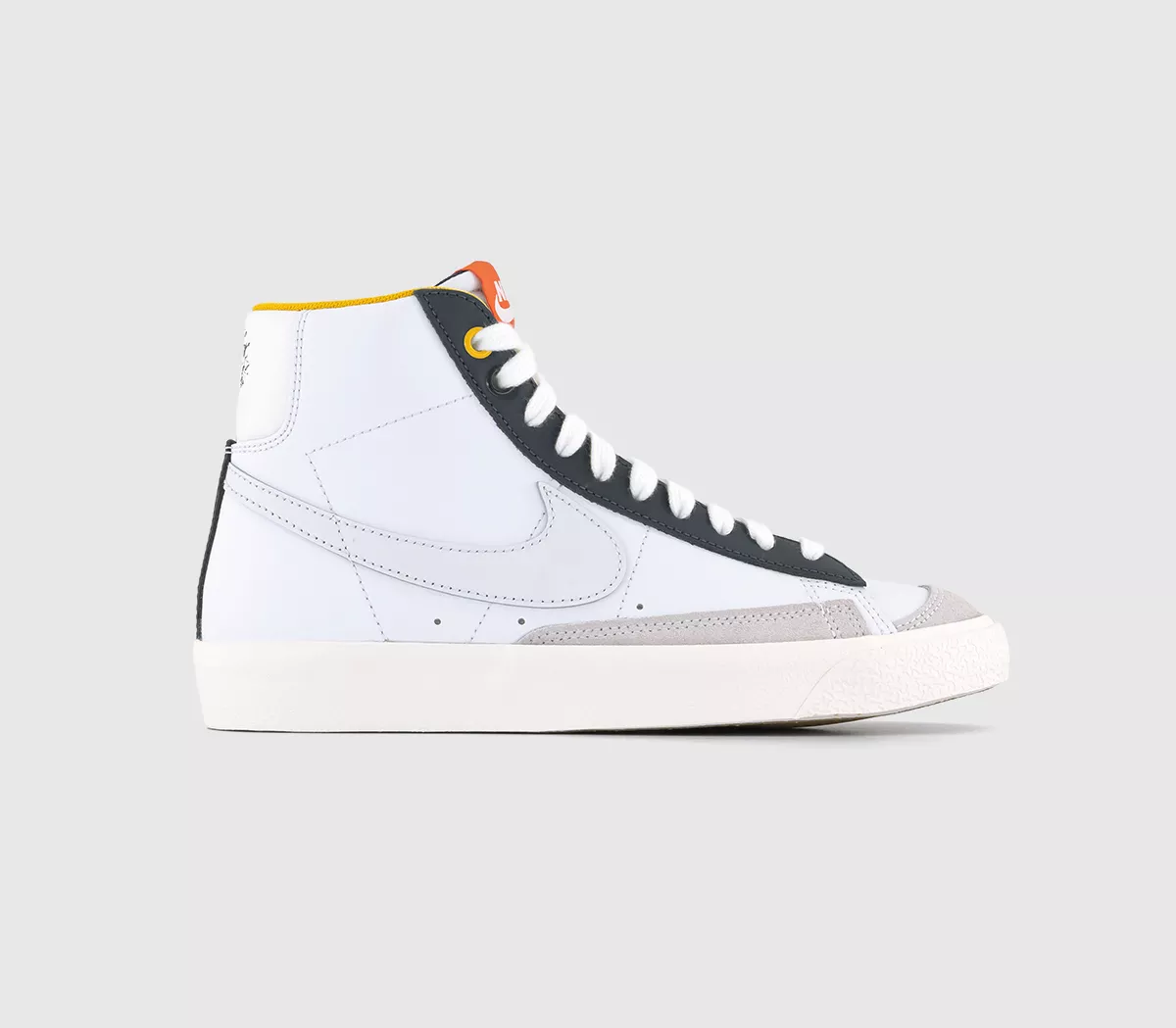 Nike Blazer Mid '77 Junior Trainers  White Polar Midnight Navy Safety Orange