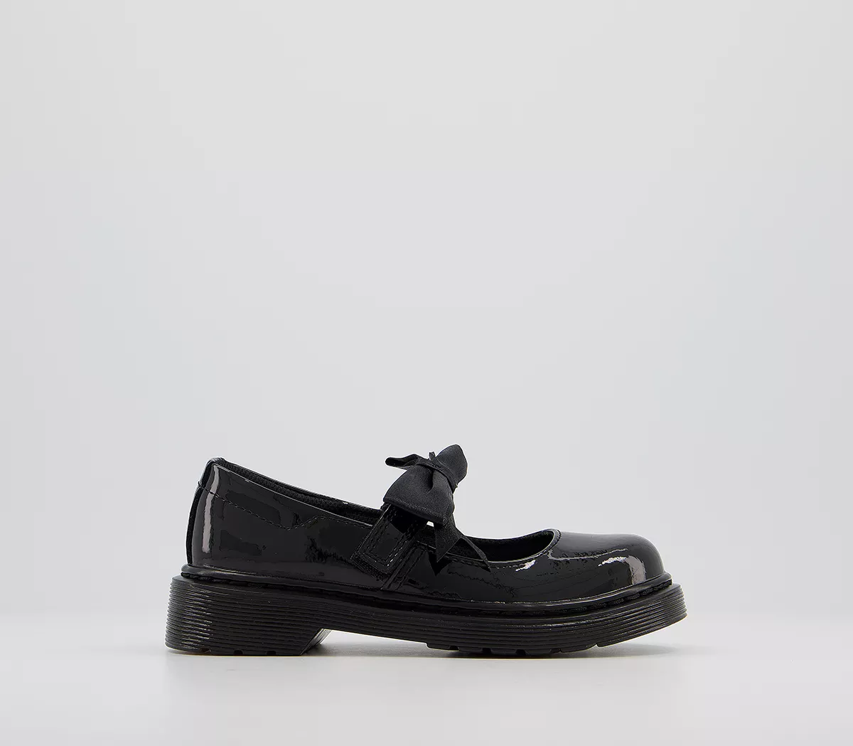 Dr. Martens Maccy II Bow Mary Jane Kids Shoes Black Patent Leather