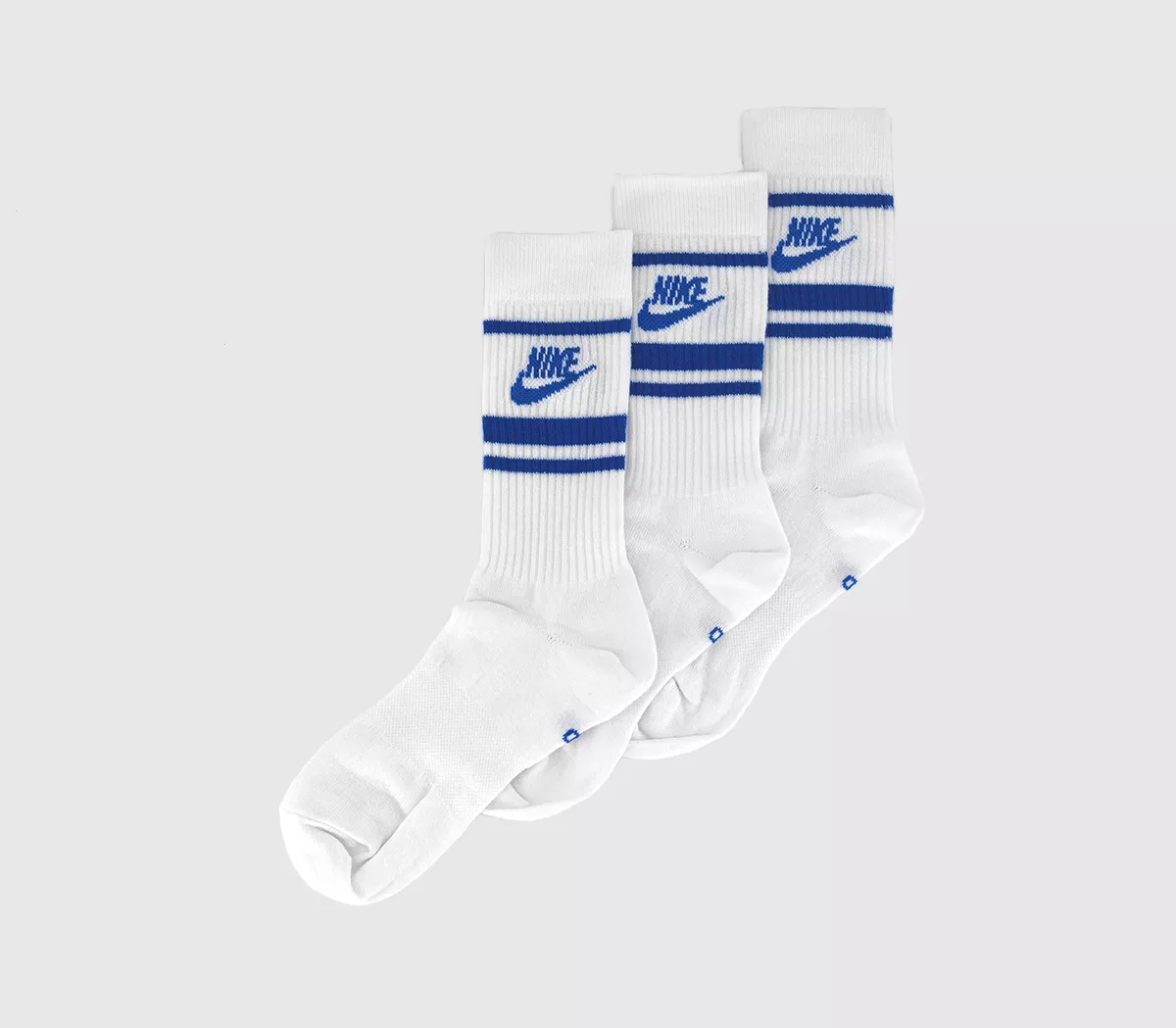 Nike Crew Socks 3 Pairs White Blue Stripe