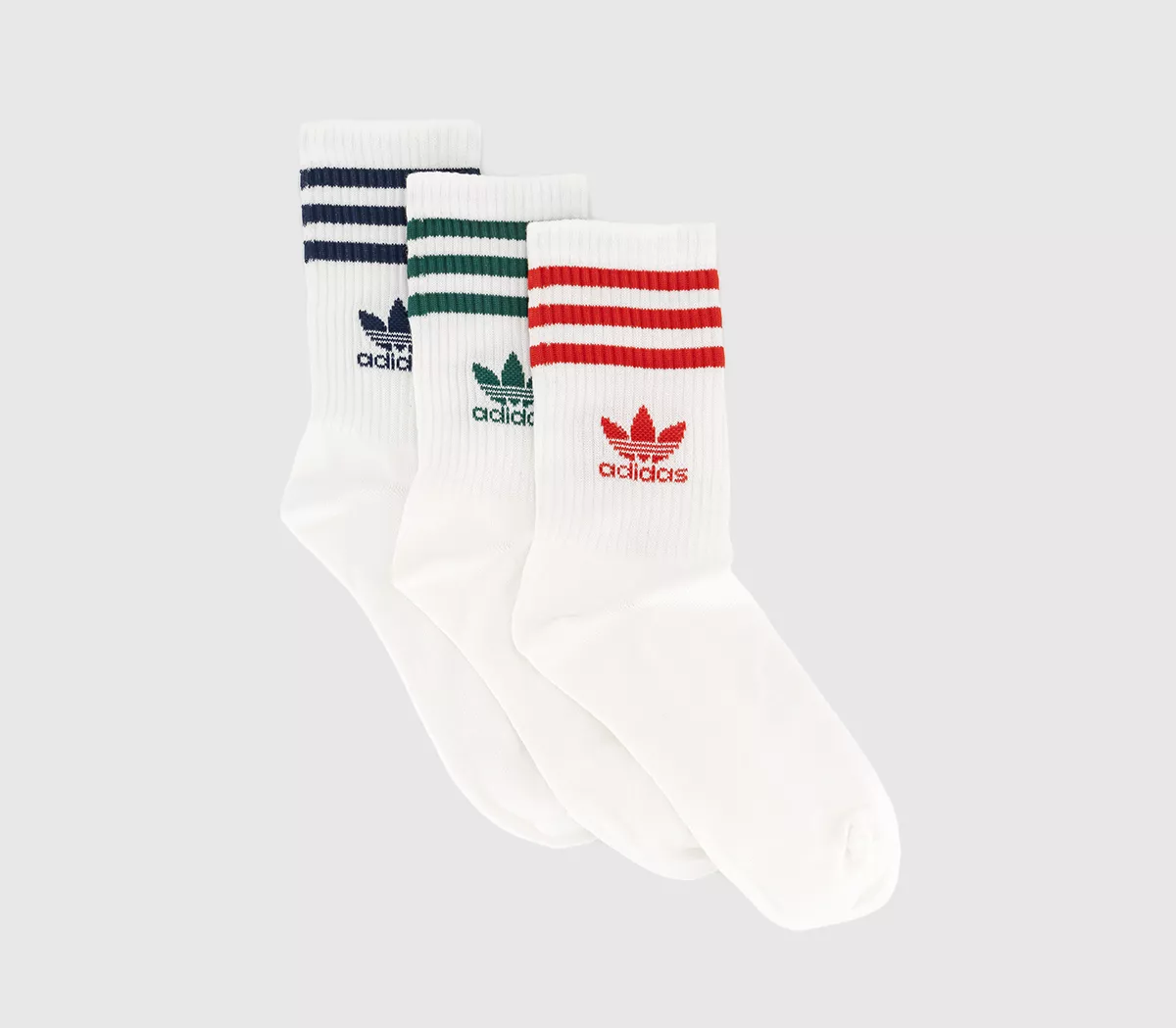 adidas Mid Cut Crew Sock 3pack White Night Indigo
