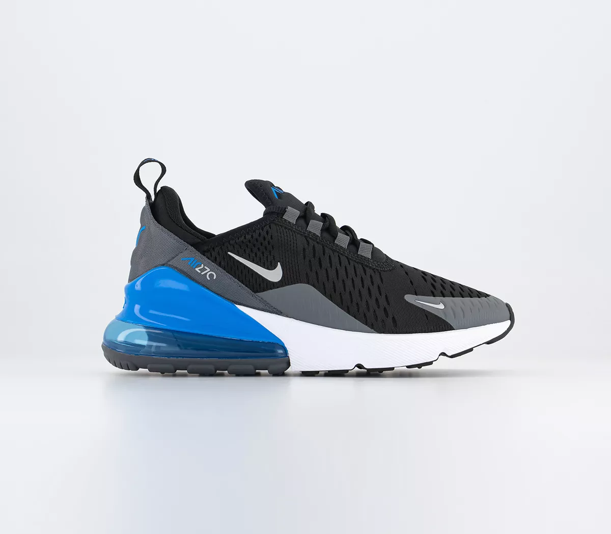 Nike Air Max 270 Junior Trainers Black Metallic Silver Photo Blue Dark Grey