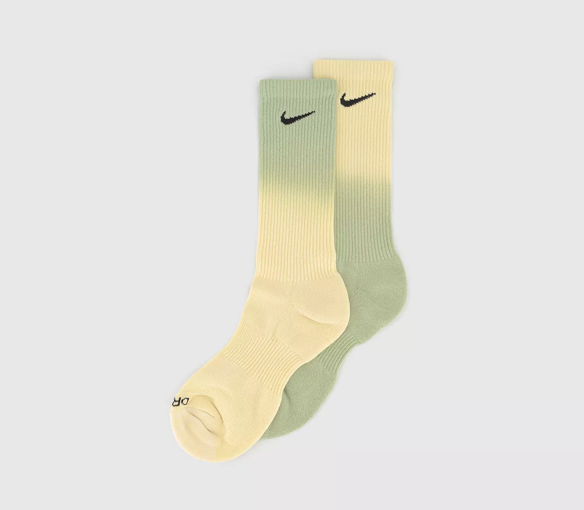 Nike Crew Socks 2 Pairs Yellow Green Multi
