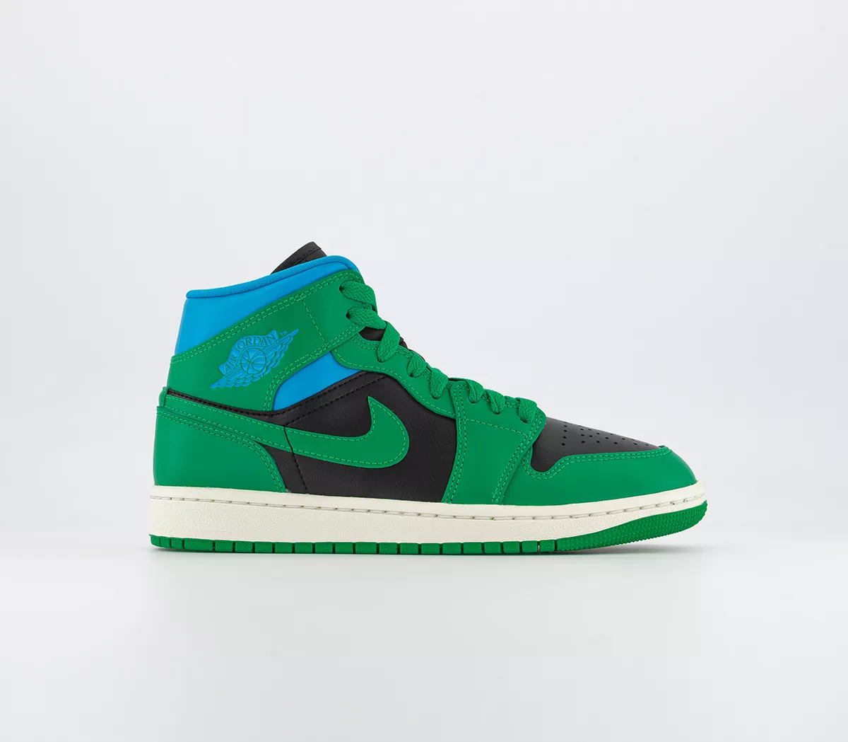 Jordan Air Jordan 1 Mid Trainers  Black Lucky Green Aquatone Sail