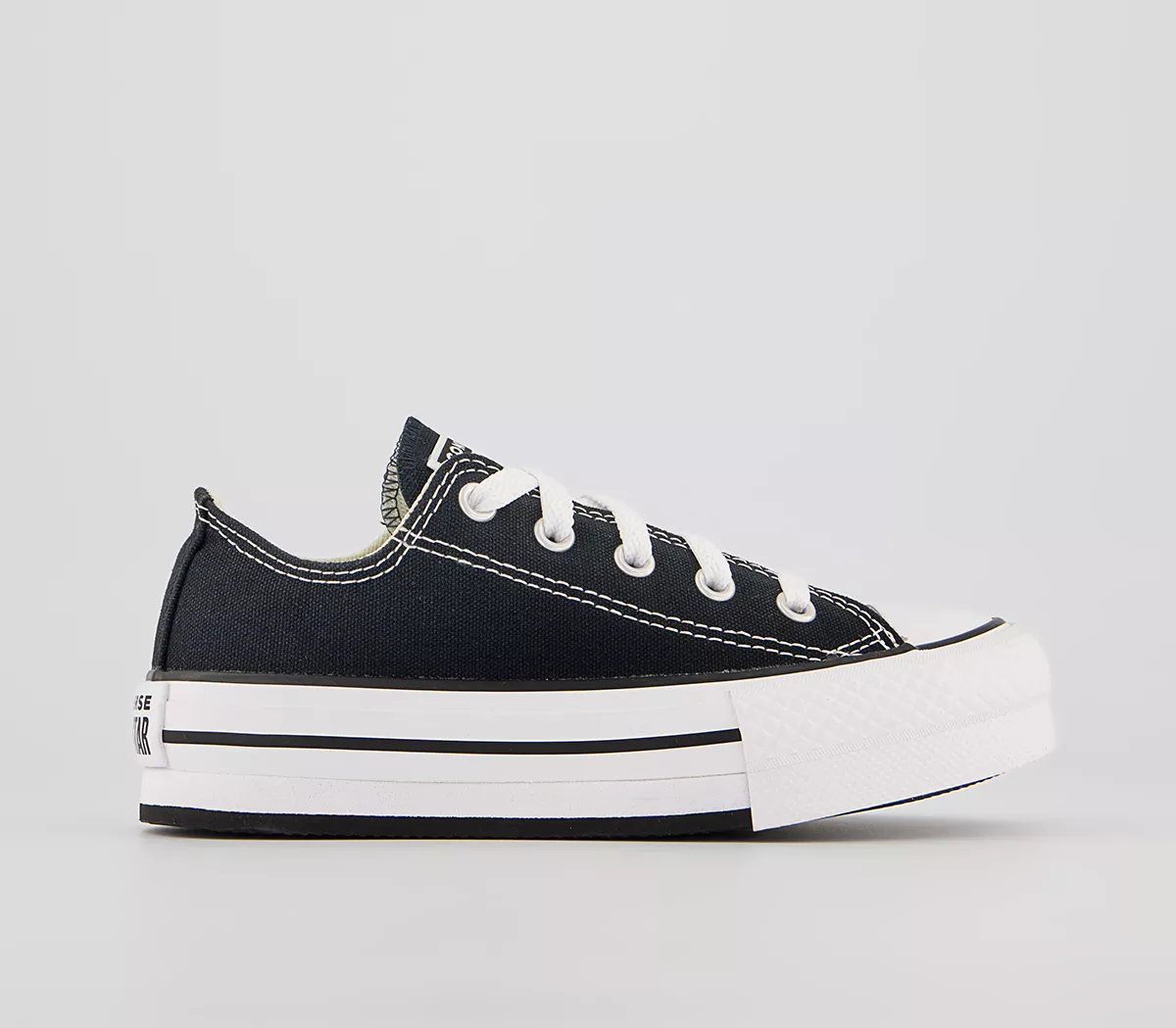 Converse All Star Eva Lift Low Youth Trainers Black White