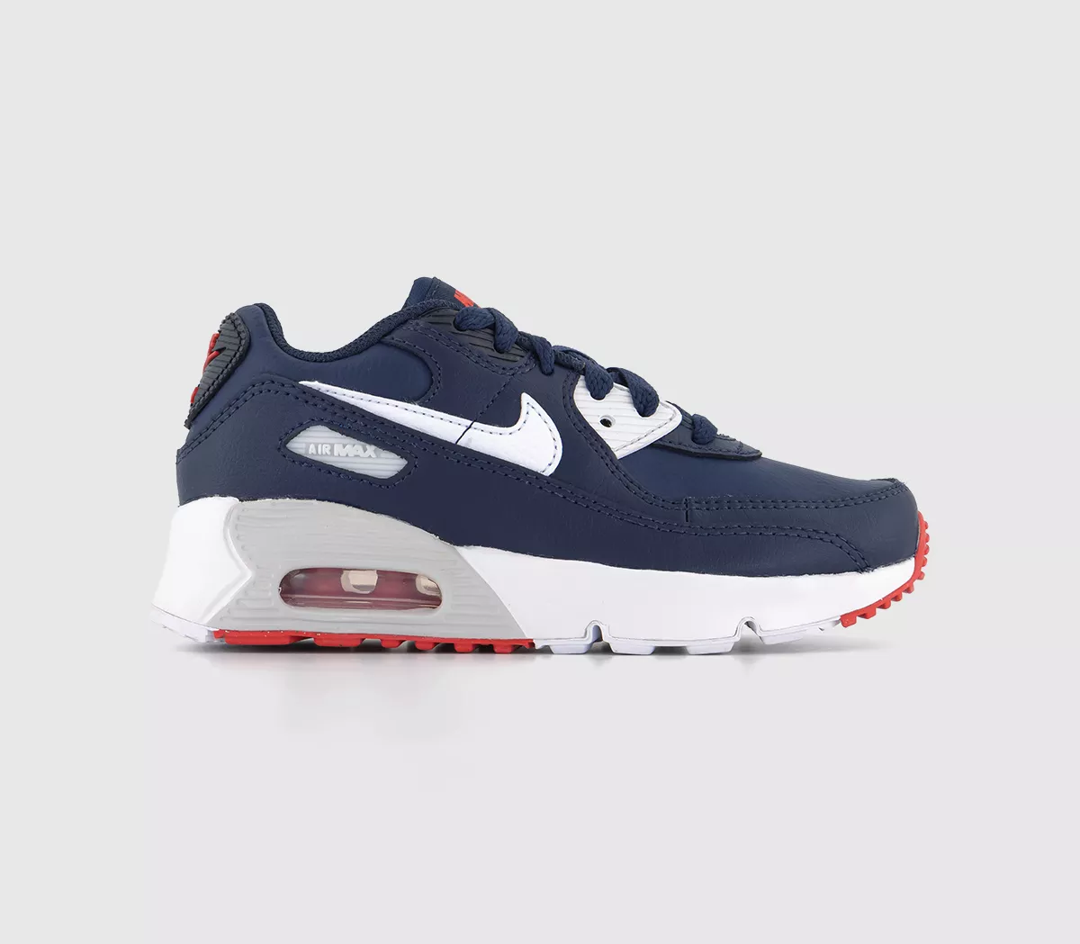 Nike Air Max 90 Kids Trainer Obsidian White Midnight Navy Track Red