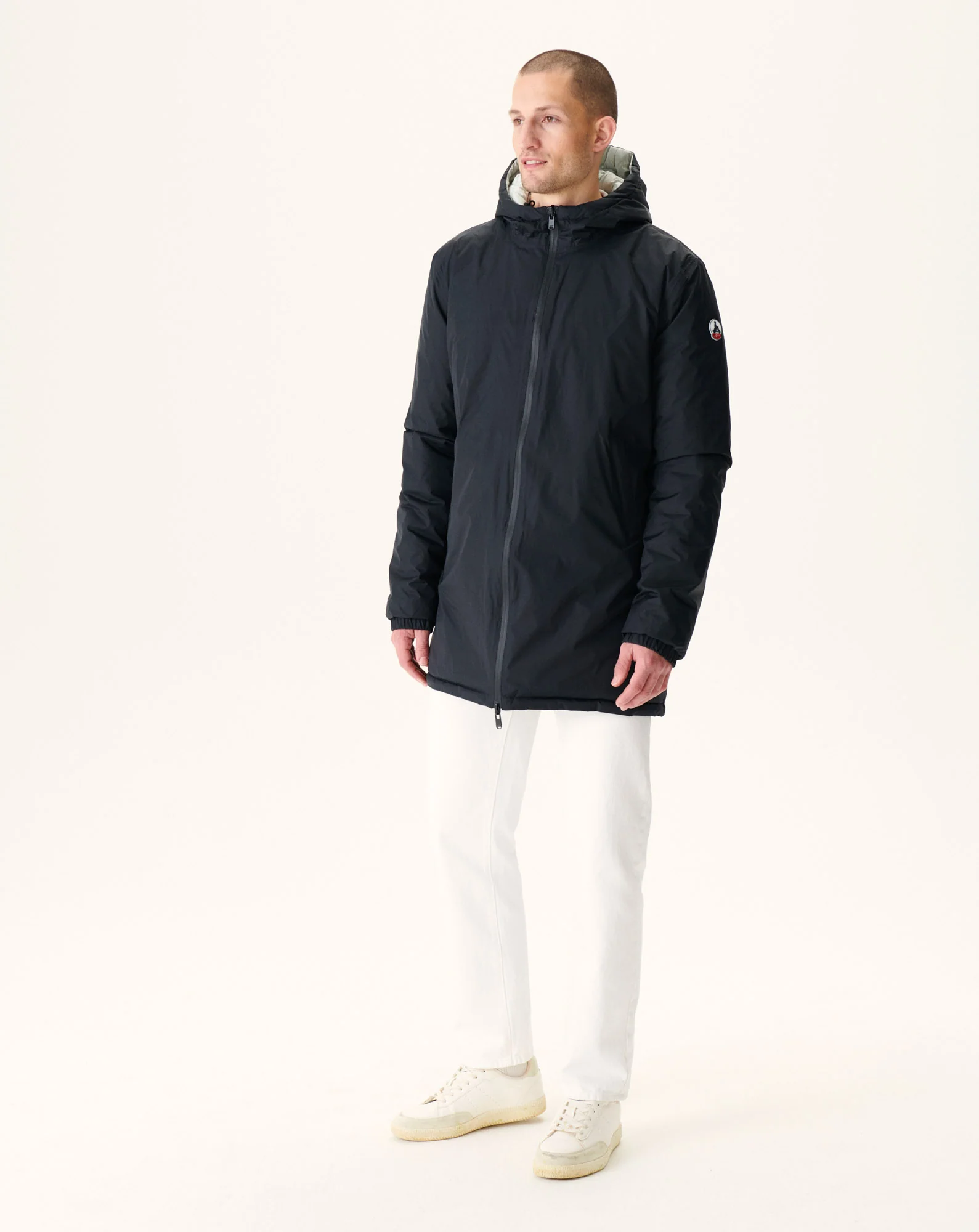 Long reversible hooded puffer jacket Black Amsterdam