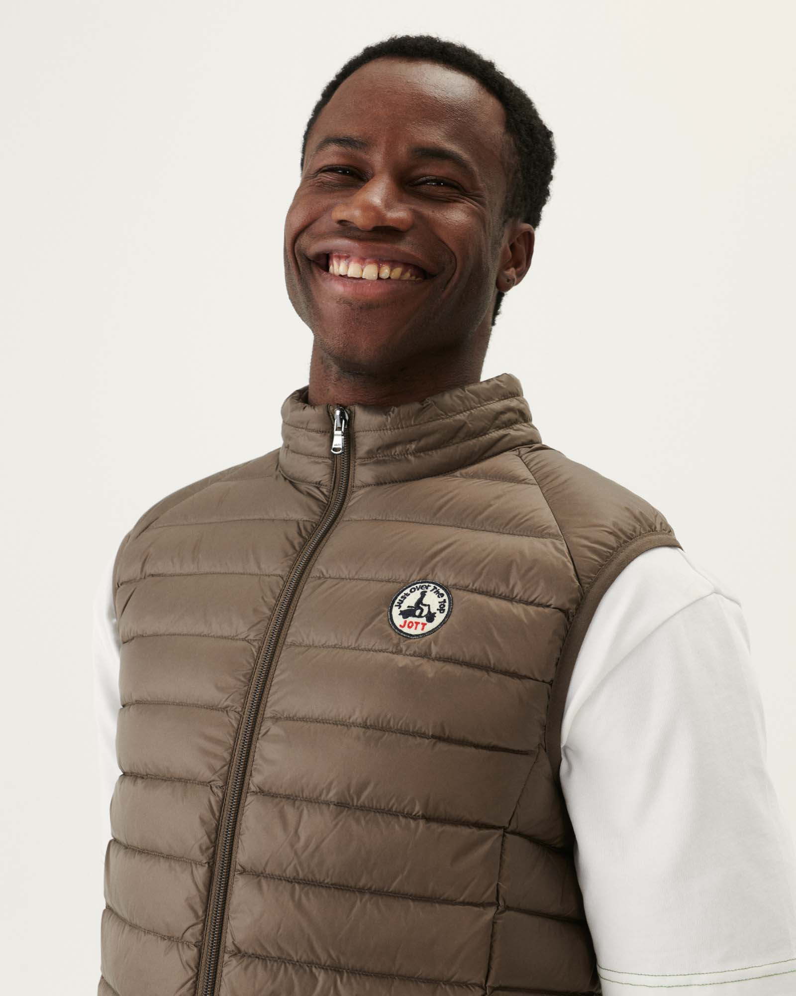 Taupe Sleeveless down jacket Tom