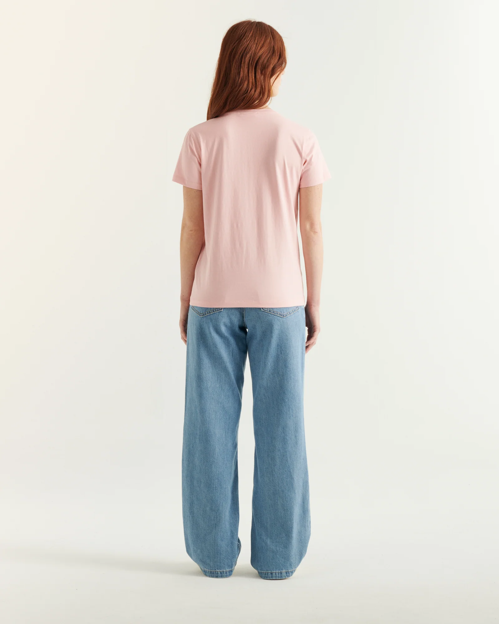 Plain V-neck T-shirt in organic cotton Pale mauve Cancun 2.0