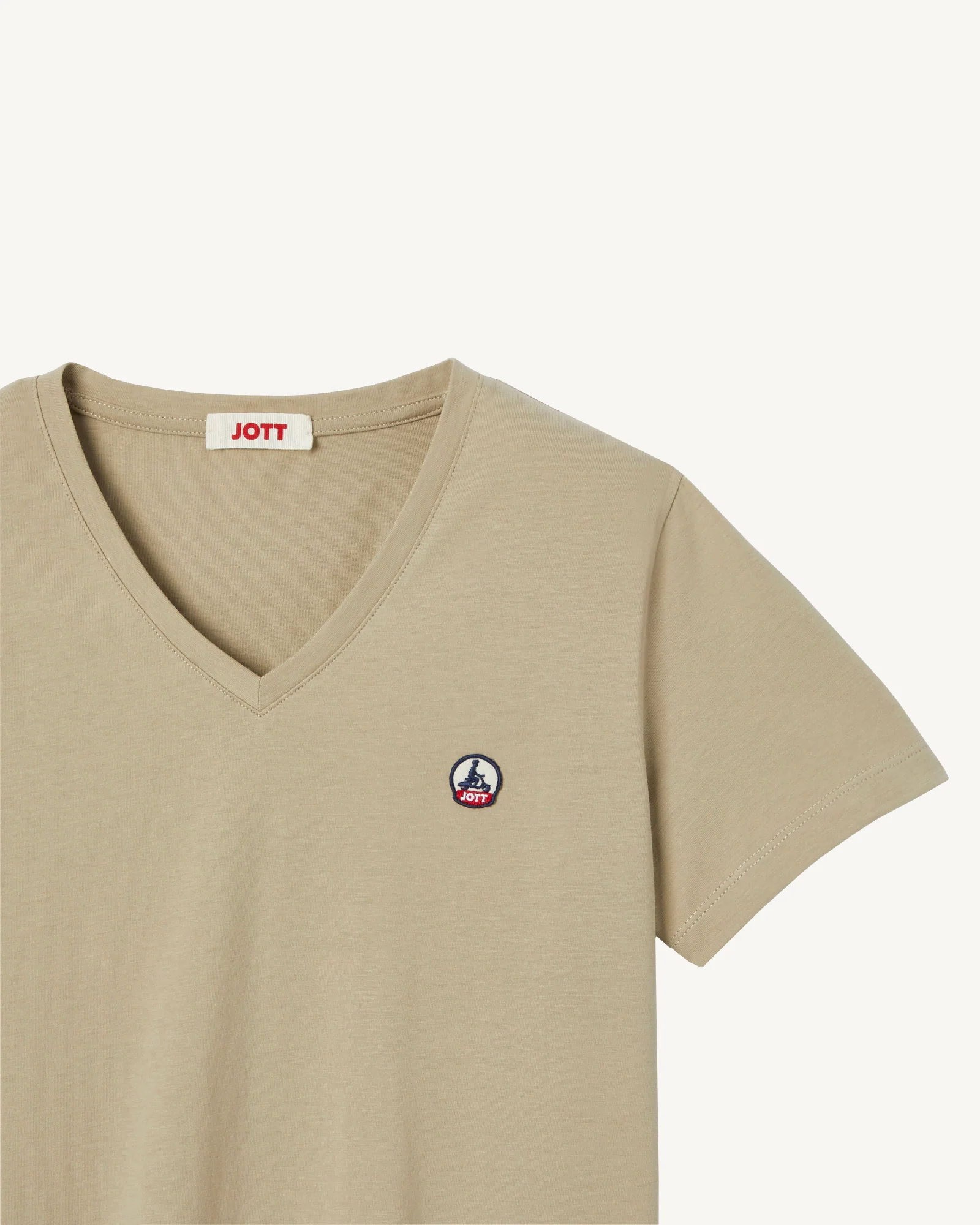 Plain V-neck organic cotton t-shirt Marine Cancun