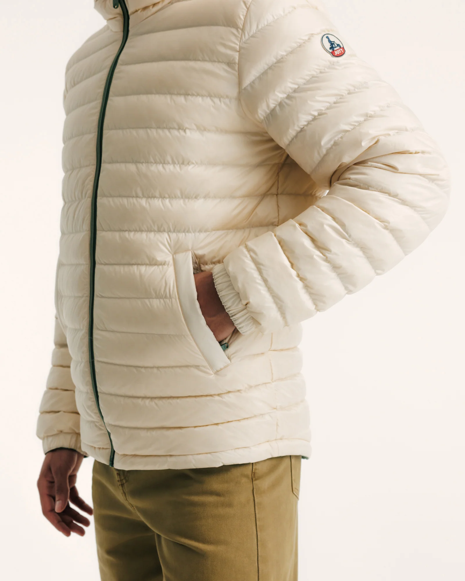 Down jacket reversible hoodie Army/Beige Bergen 2.0