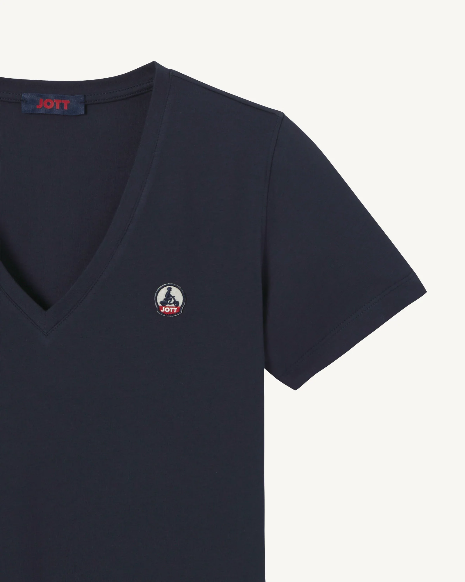 Plain V-neck T-shirt in organic cotton Pale mauve Cancun 2.0