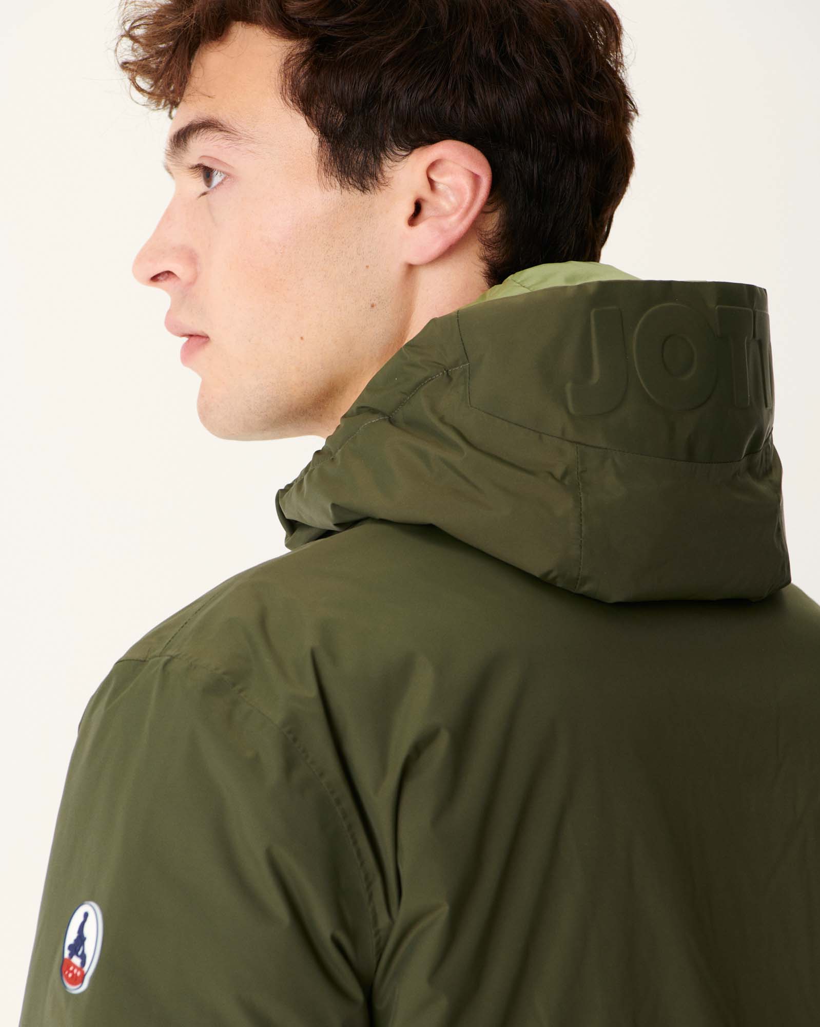 Reversible Hooded Down Jacket Army/Light Khaki Bergen
