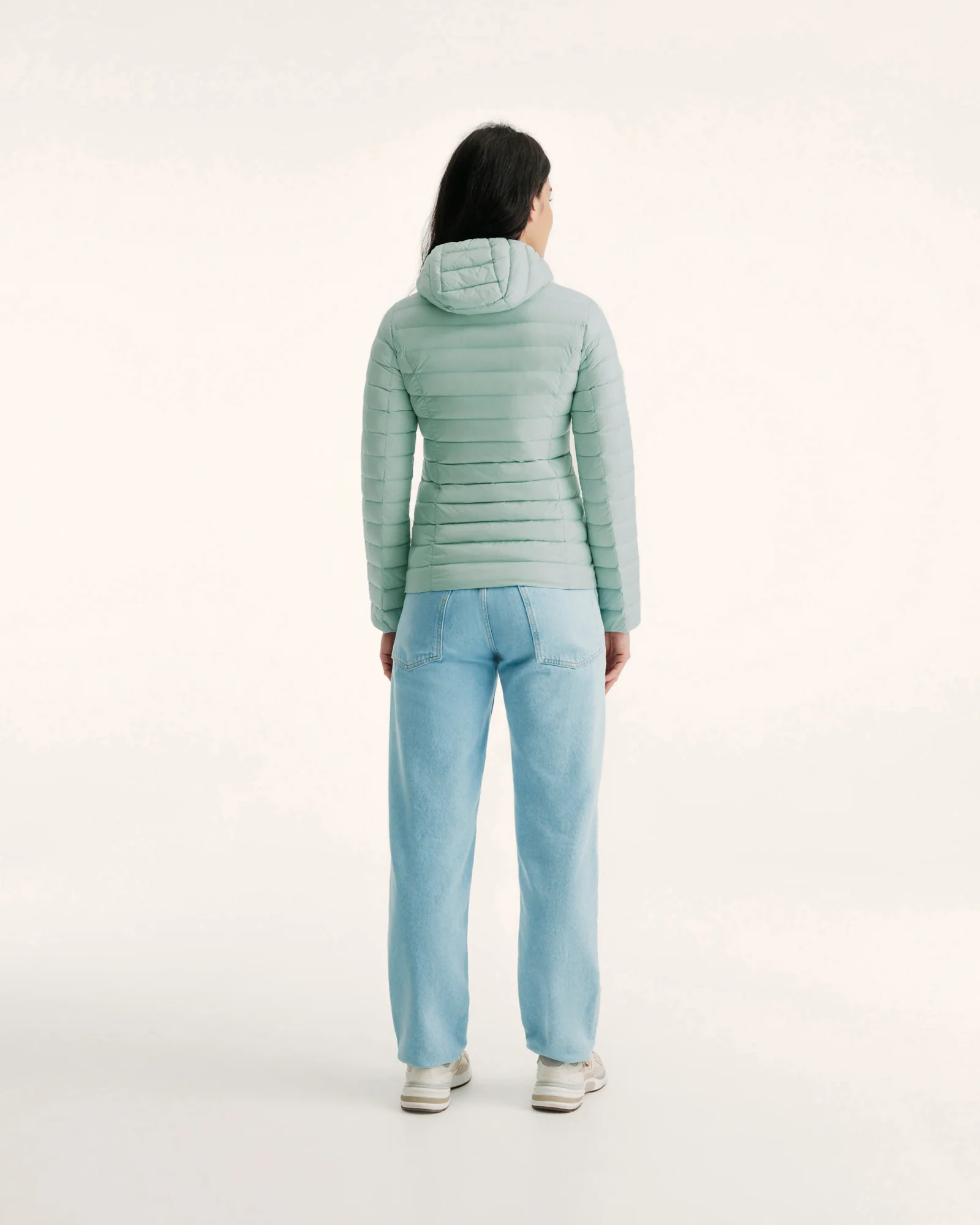 Down jacket light Celadon green Cloe hoodie