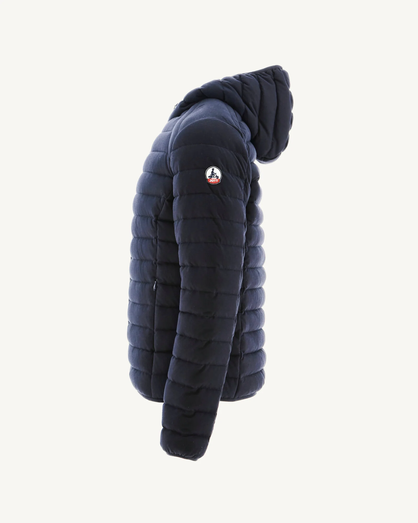 Navy Nico hooded jersey puffer jacket