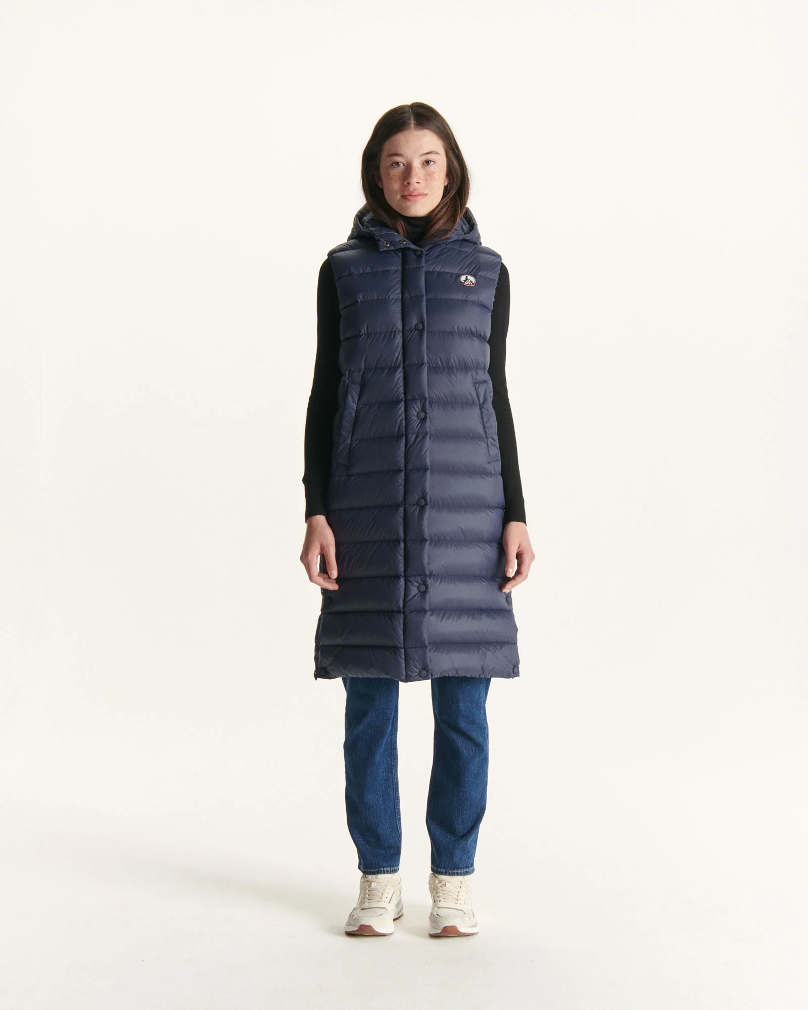 Down jacket long straight hooded Aubergine Lola