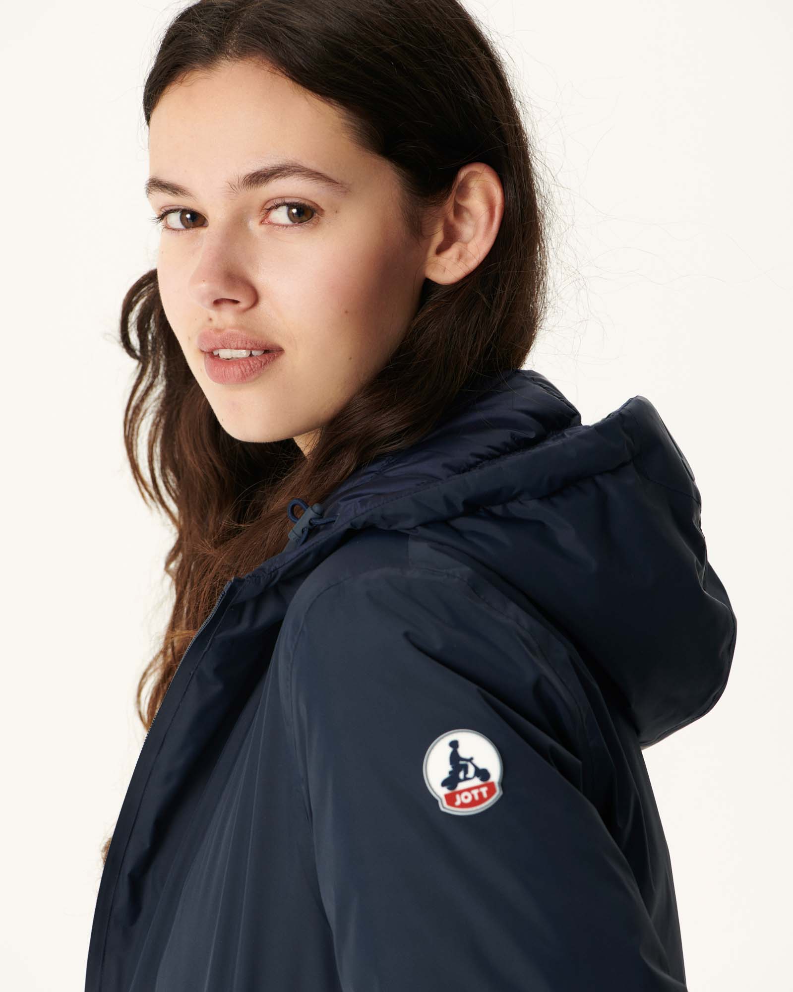 Navy Roma reversible long down jacket
