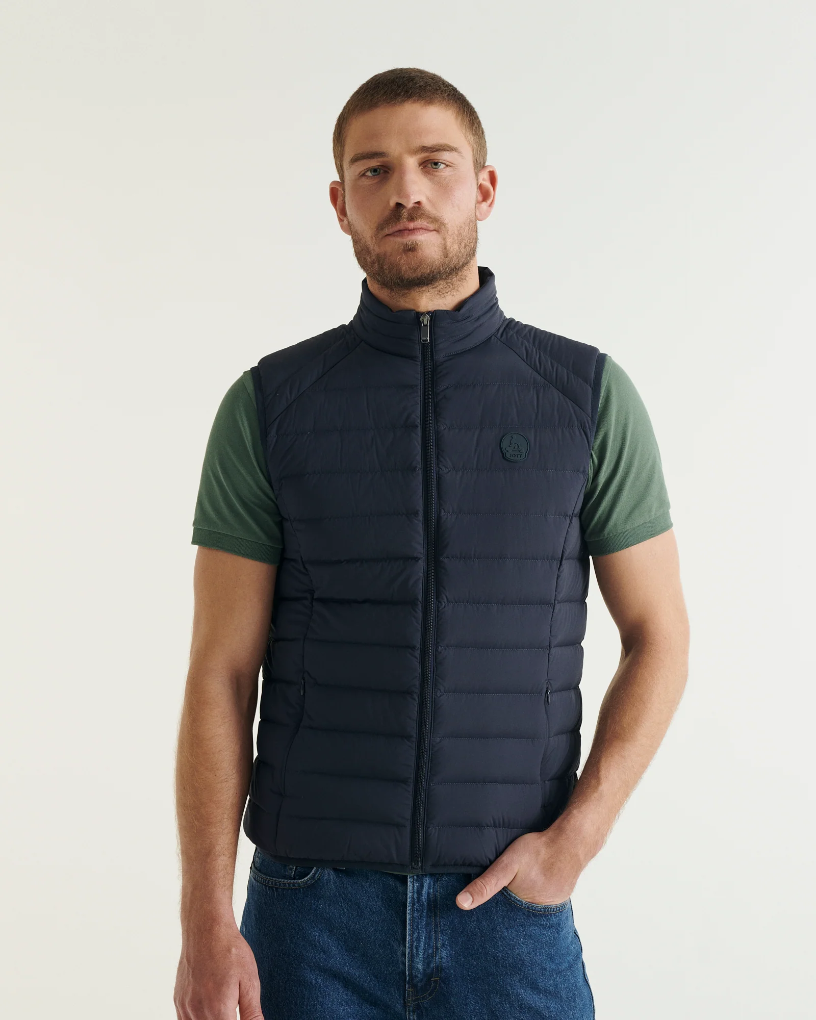 Down jacket sleeveless stretch Marine Arafo