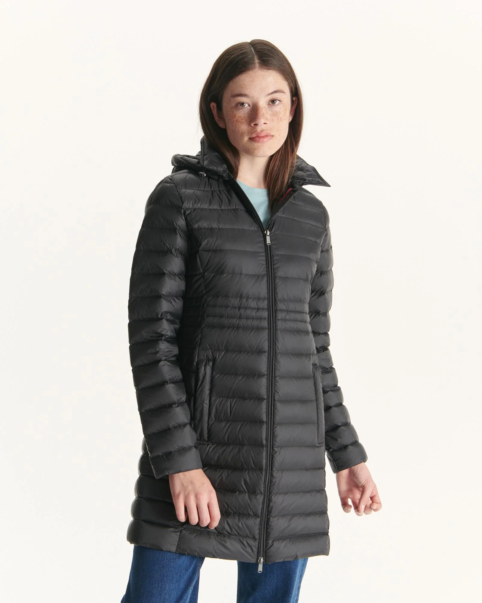 Down jacket long hoodie Taupe Vero 2.0