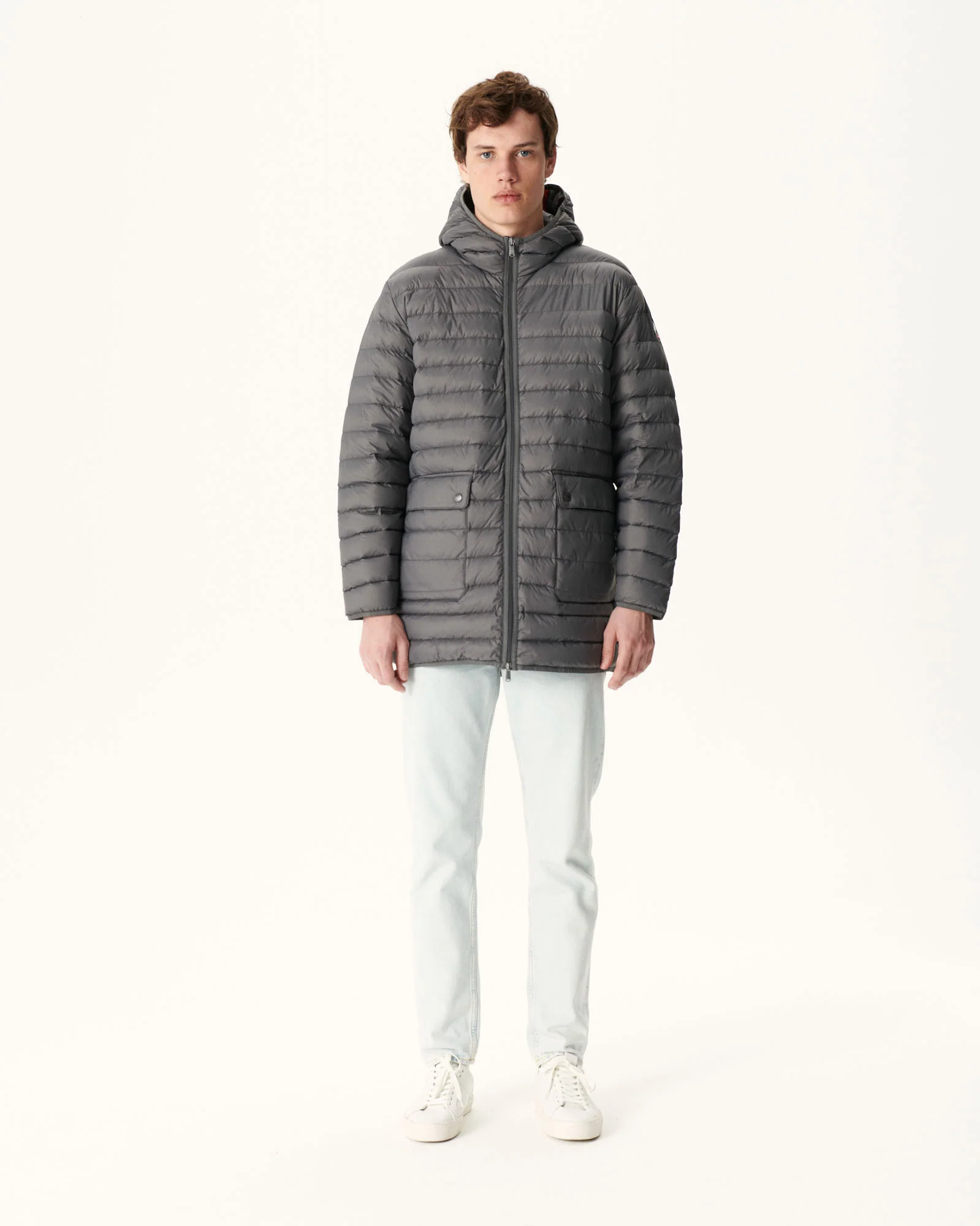 Long Anthracite down jacket Luc