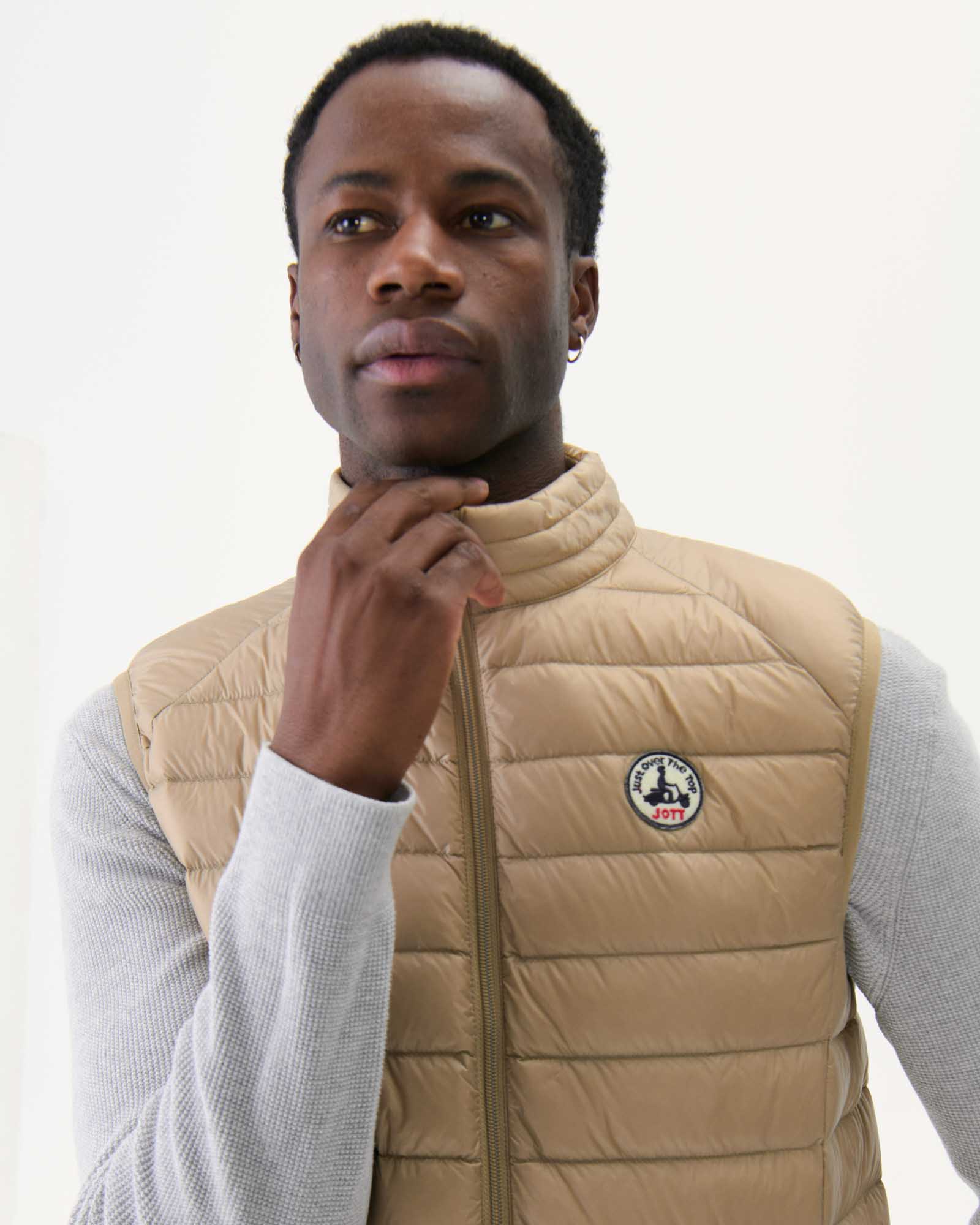 Taupe Sleeveless down jacket Tom