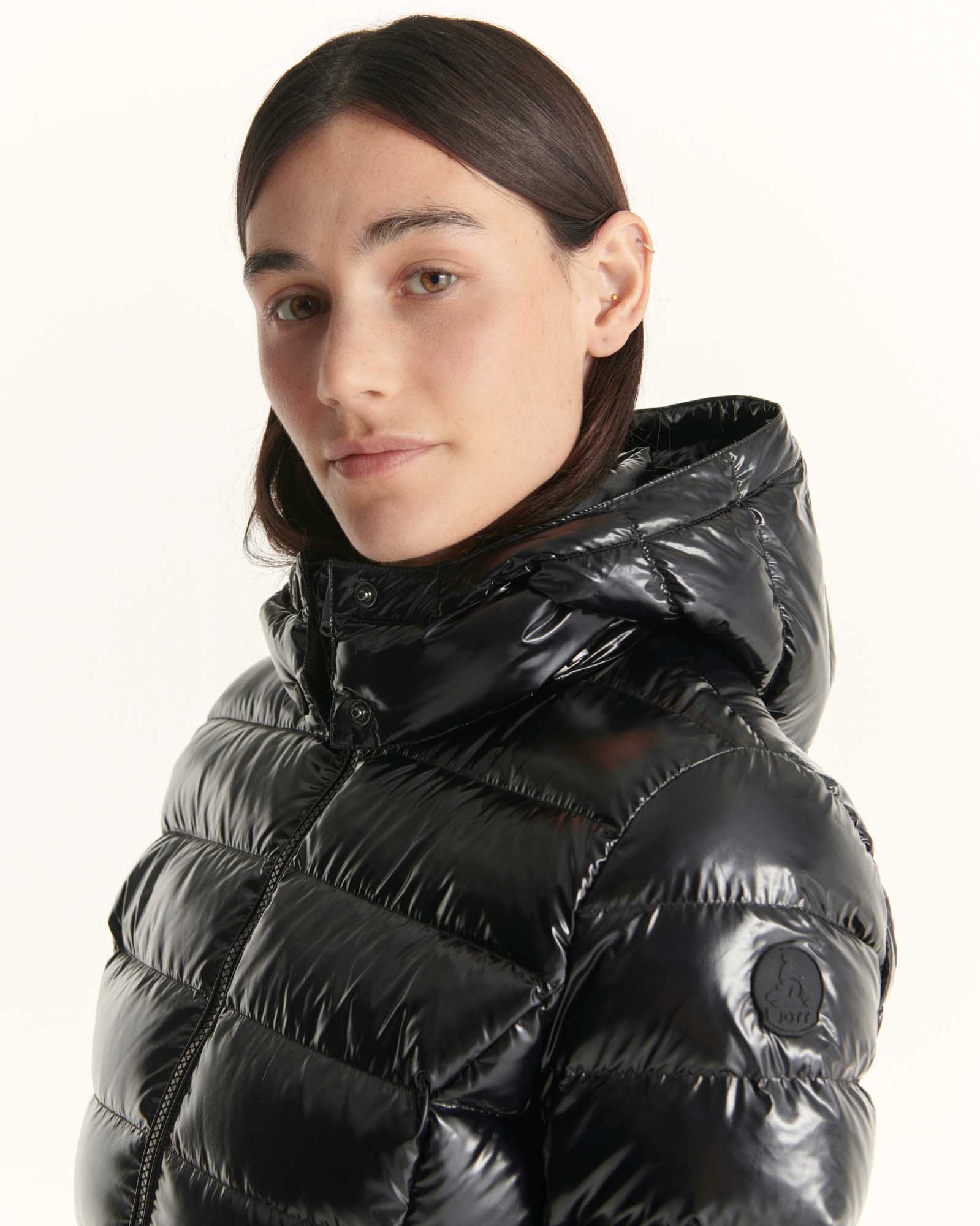 Down jacket mid-length Grand Froid Pearl Black lacquered