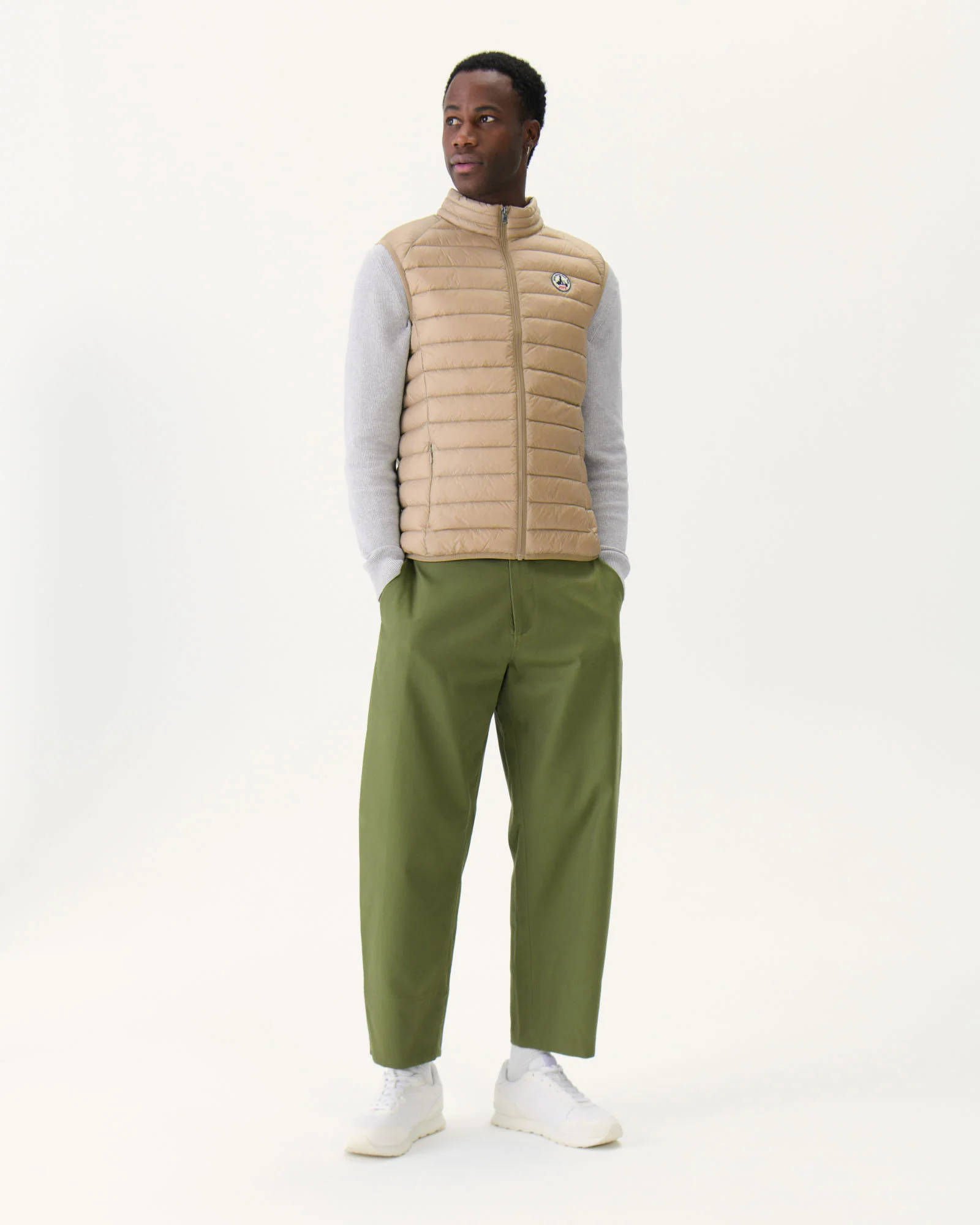 Taupe Sleeveless down jacket Tom
