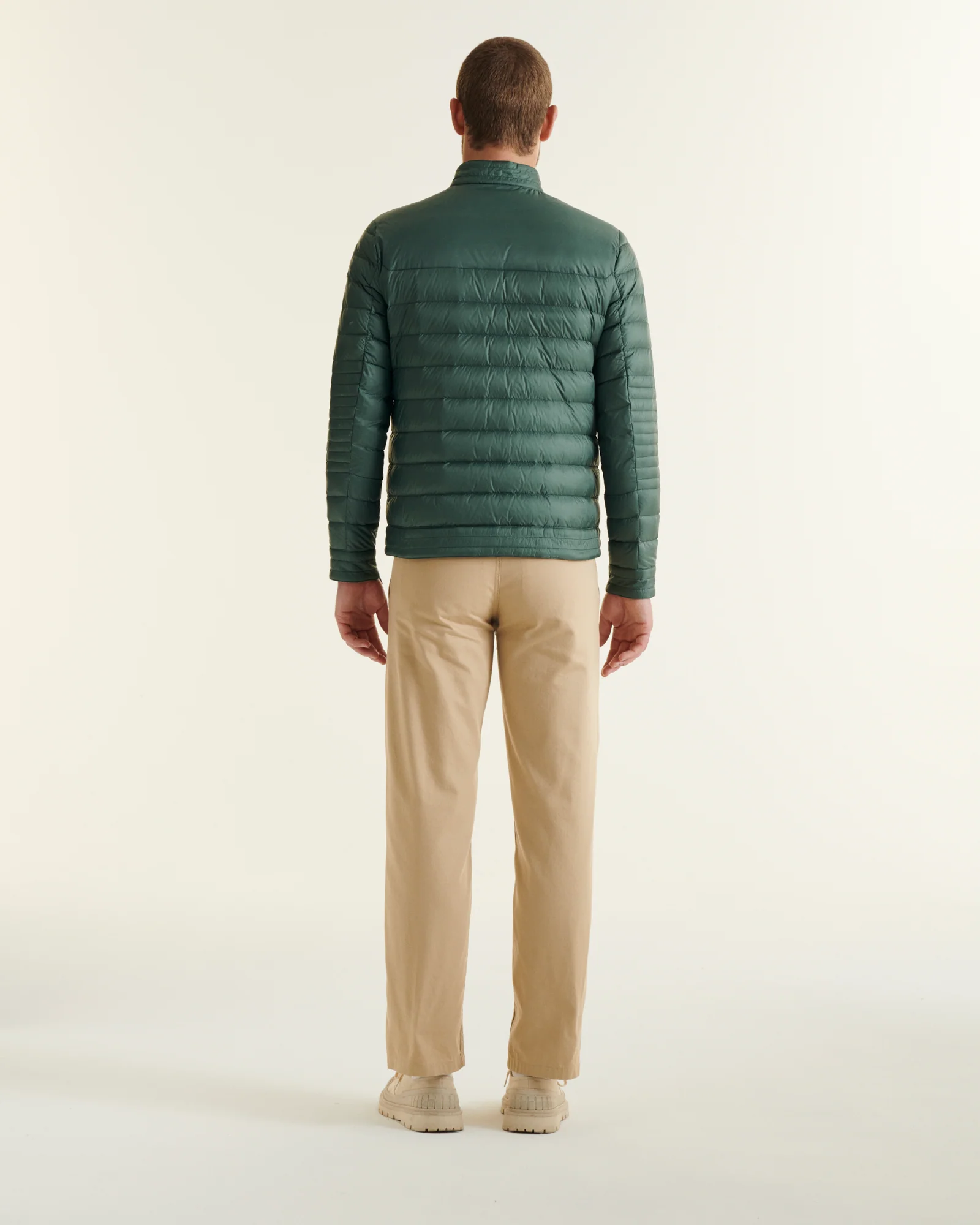 Down jacket biker cut Celadon green David