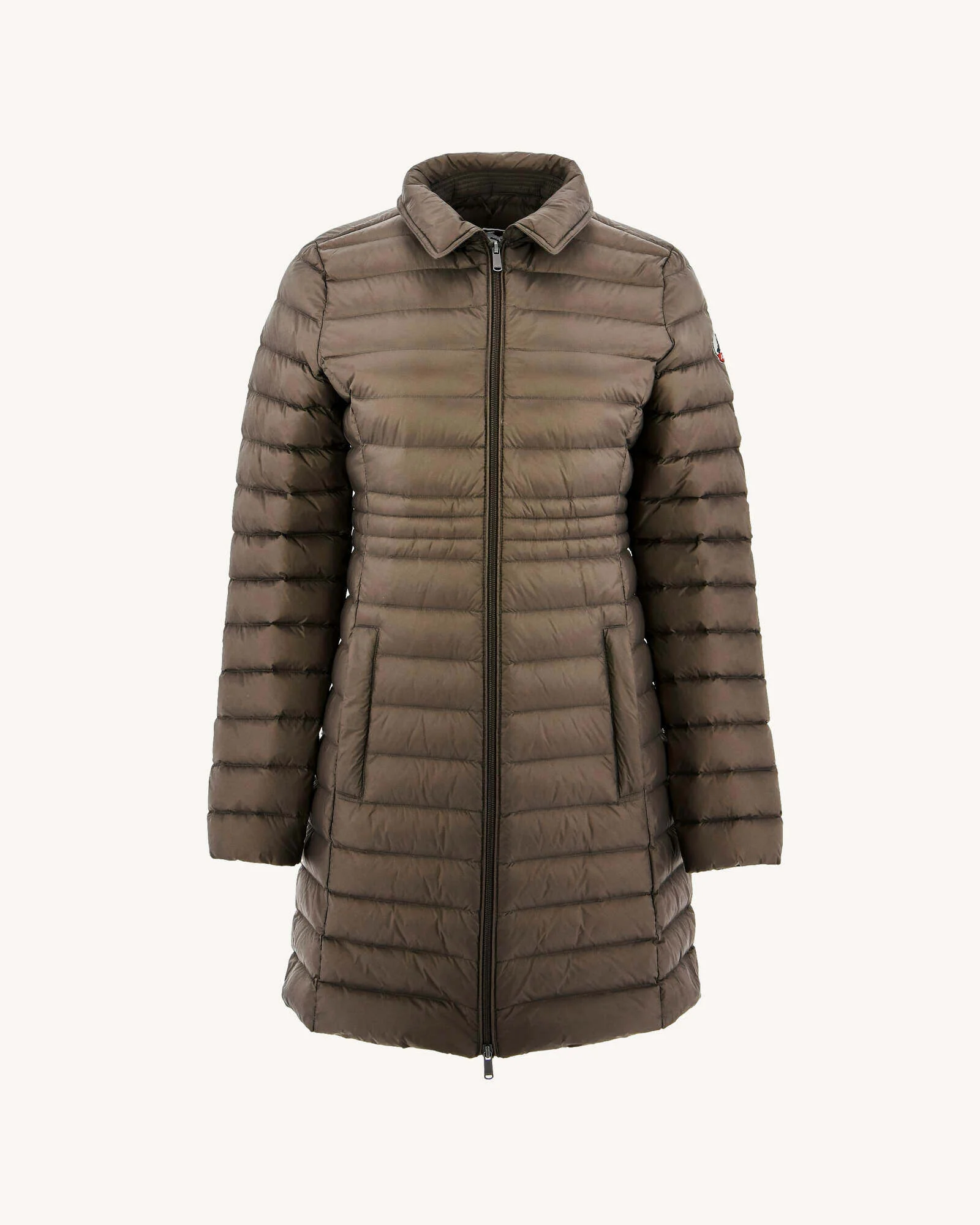 Down jacket long hoodie Taupe Vero 2.0